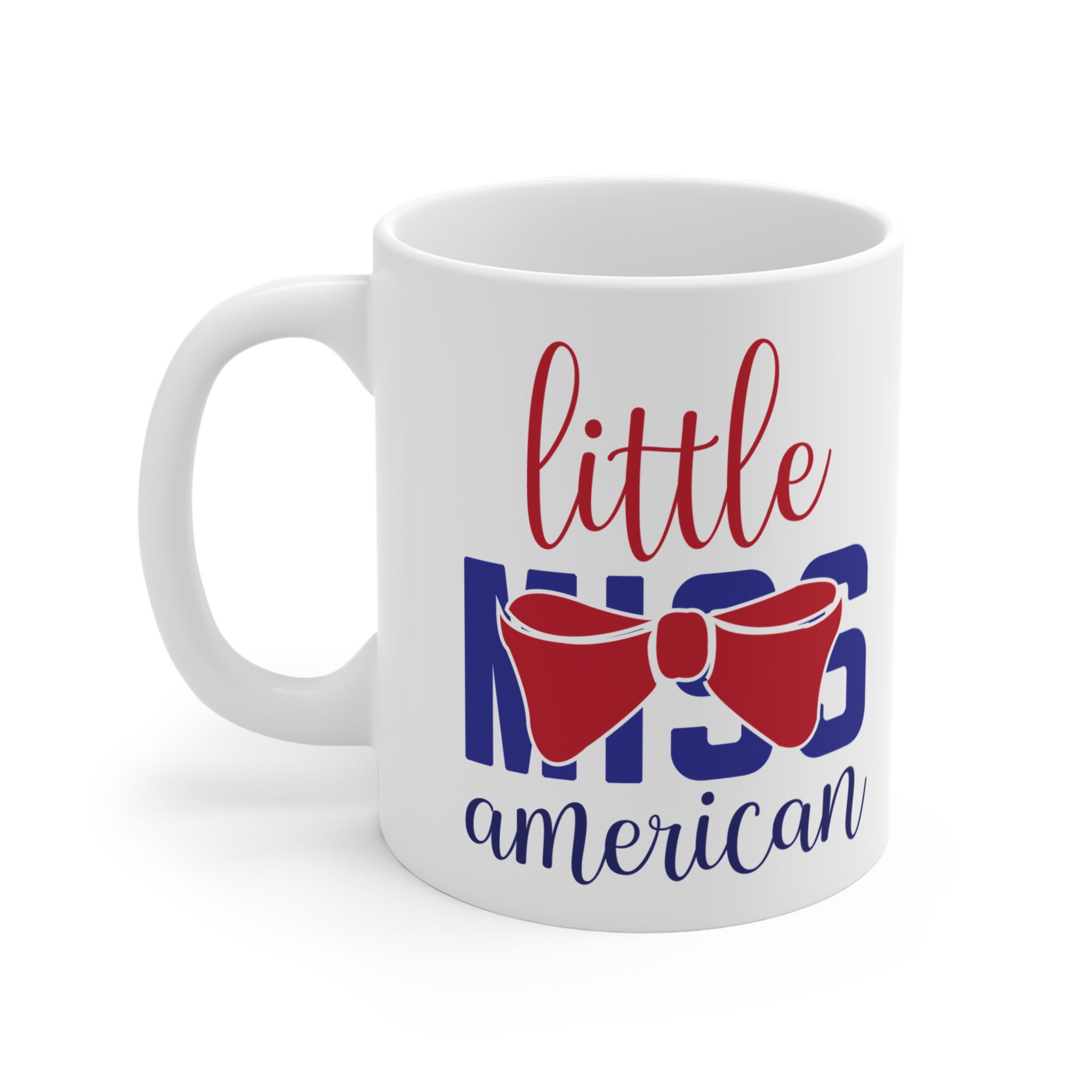 Little Miss American 11oz Coffee Mug - Patriotic Bow Tea Cup, 4th of July Gift - Image 3