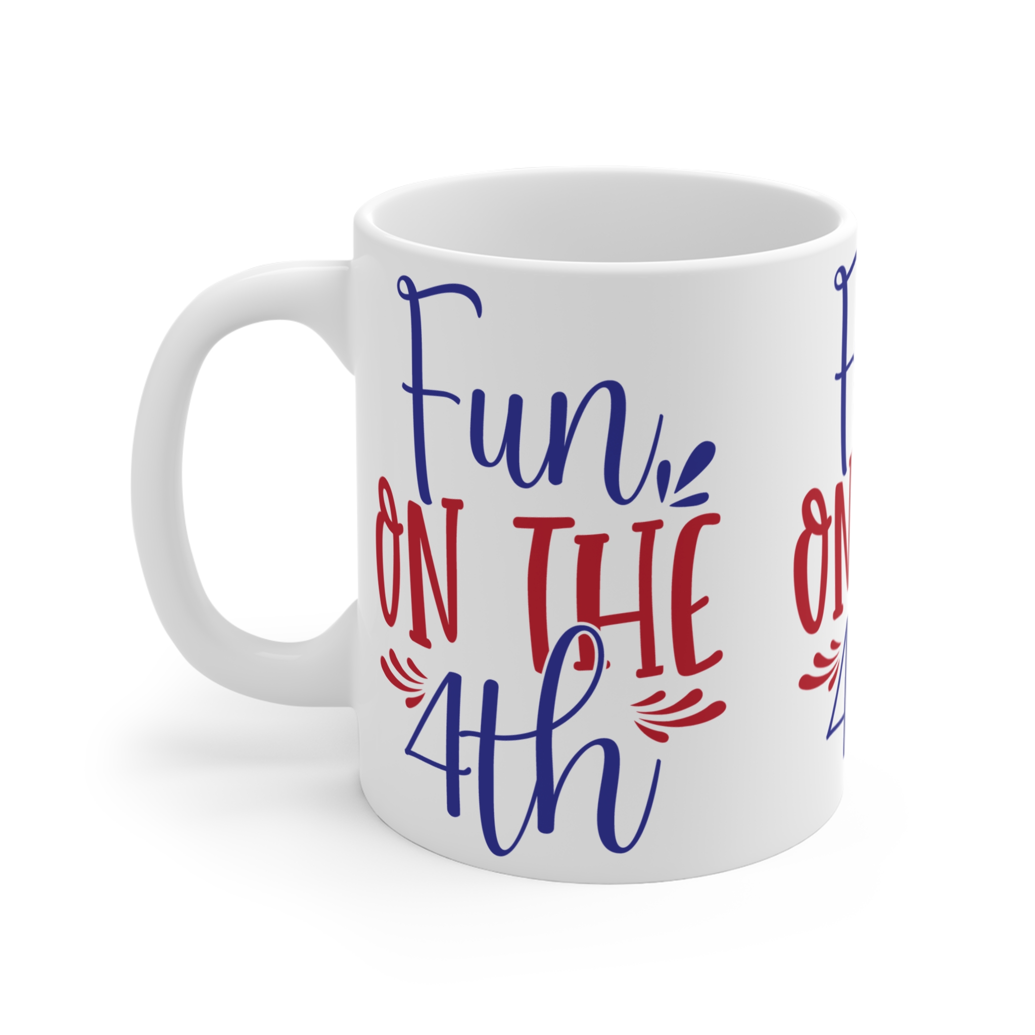 4th of July Coffee Mug - "Fun on the 4th" Patriotic Red & Blue Ceramic Mug - Image 3