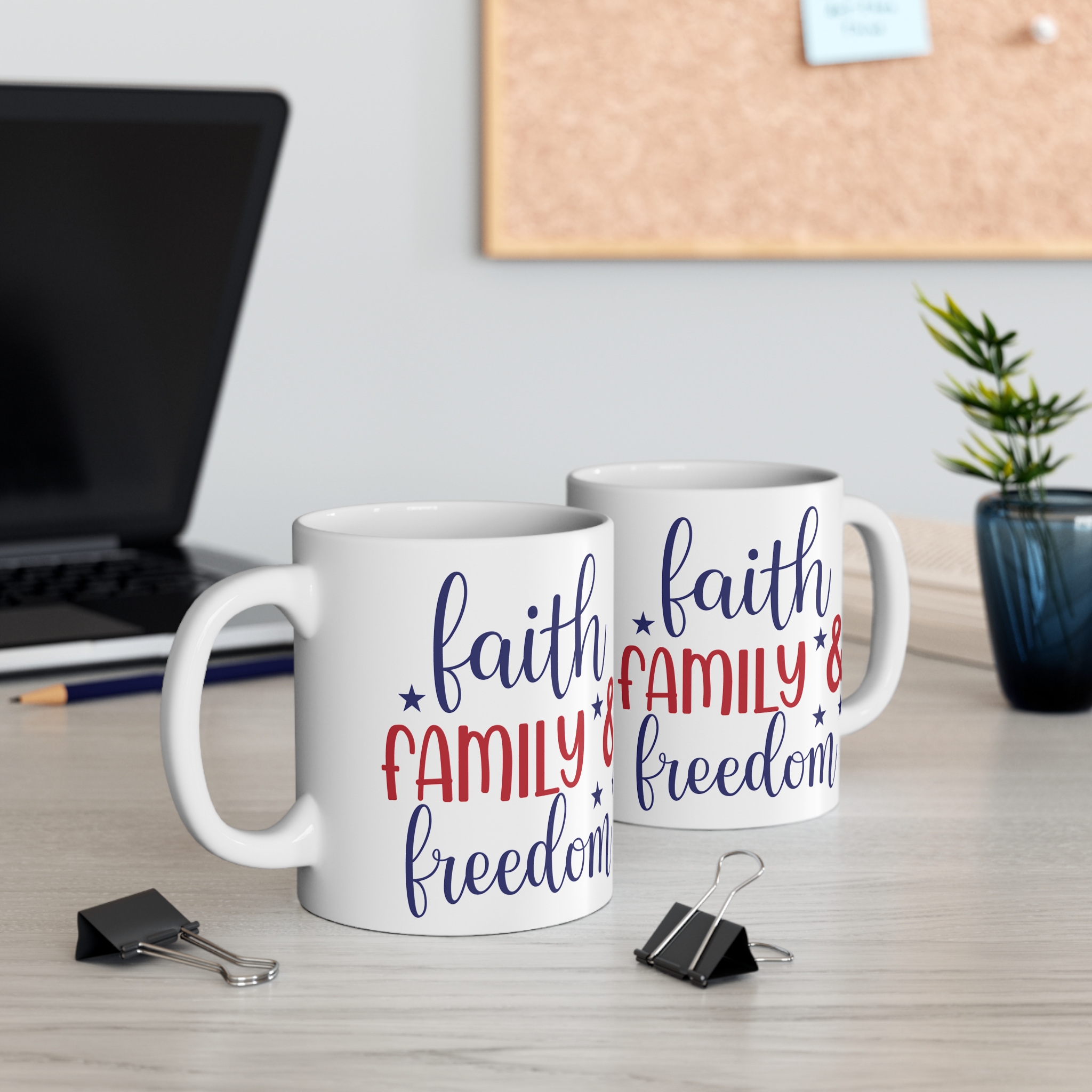 Faith Family & Freedom 11oz Ceramic Mug - Patriotic Inspirational Coffee Cup - Image 5