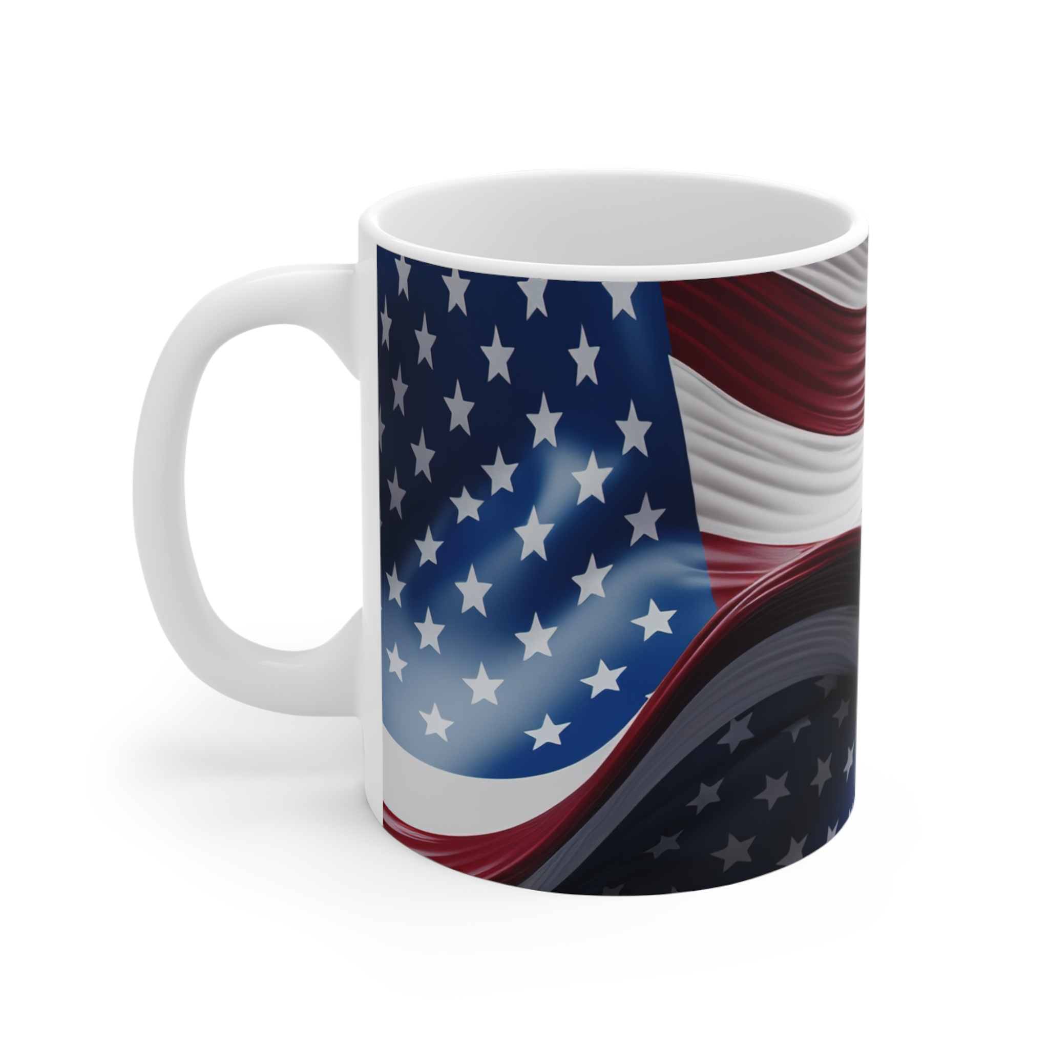 American Flag 11oz Coffee Mug — Waving Stars & Stripes Patriotic Gift - Image 2