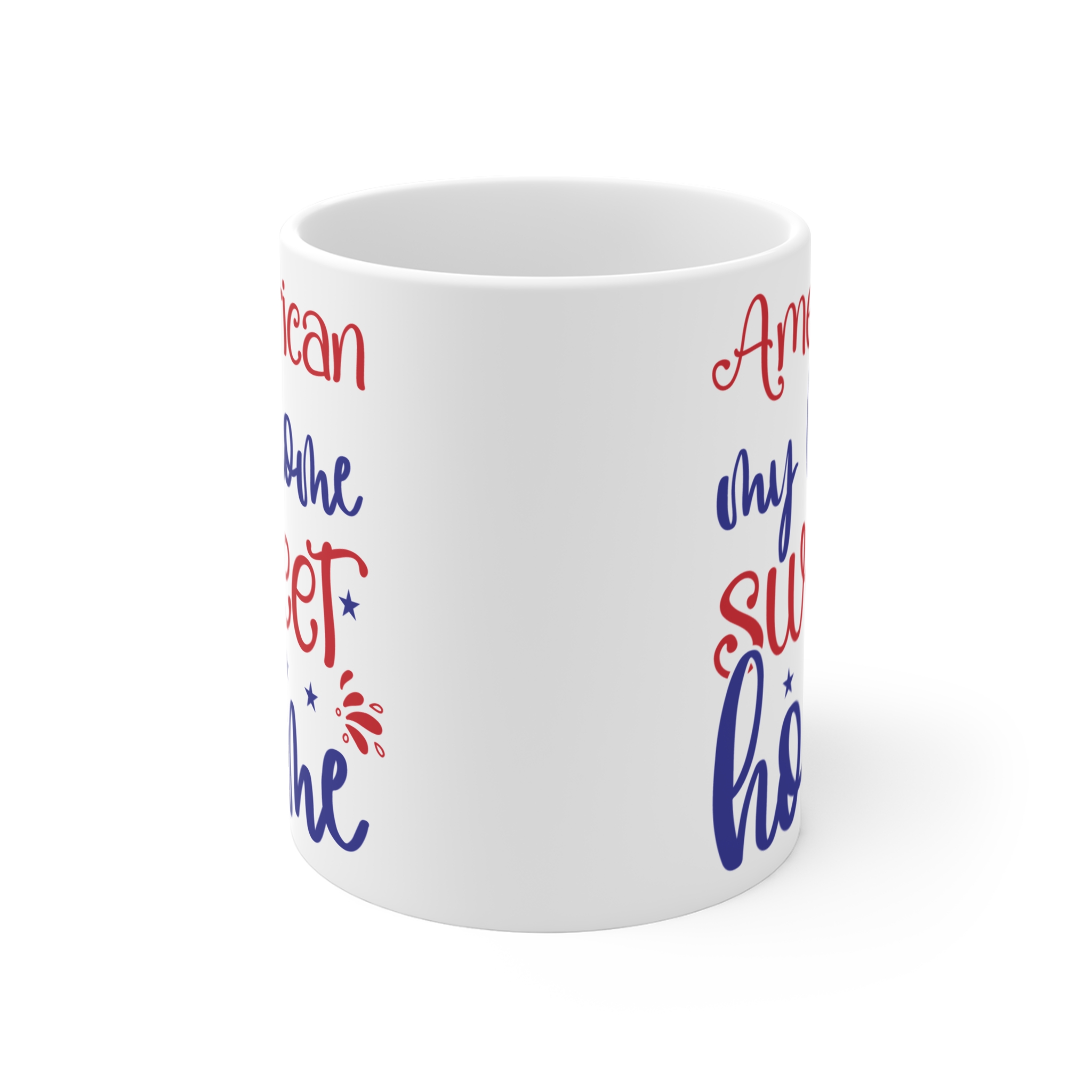 American My Home Sweet Home Mug — Patriotic 11oz Coffee Cup (Red & Blue) - Image 2