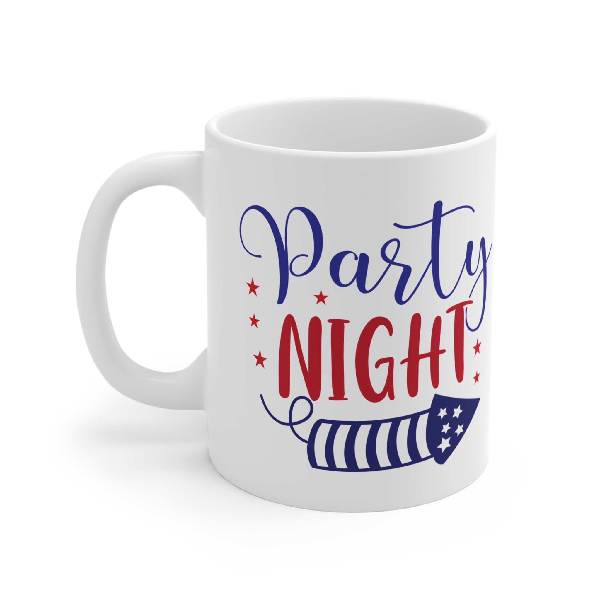 Party Night Mug — 11oz Patriotic Fireworks Coffee Cup (4th of July Celebration) - Image 3