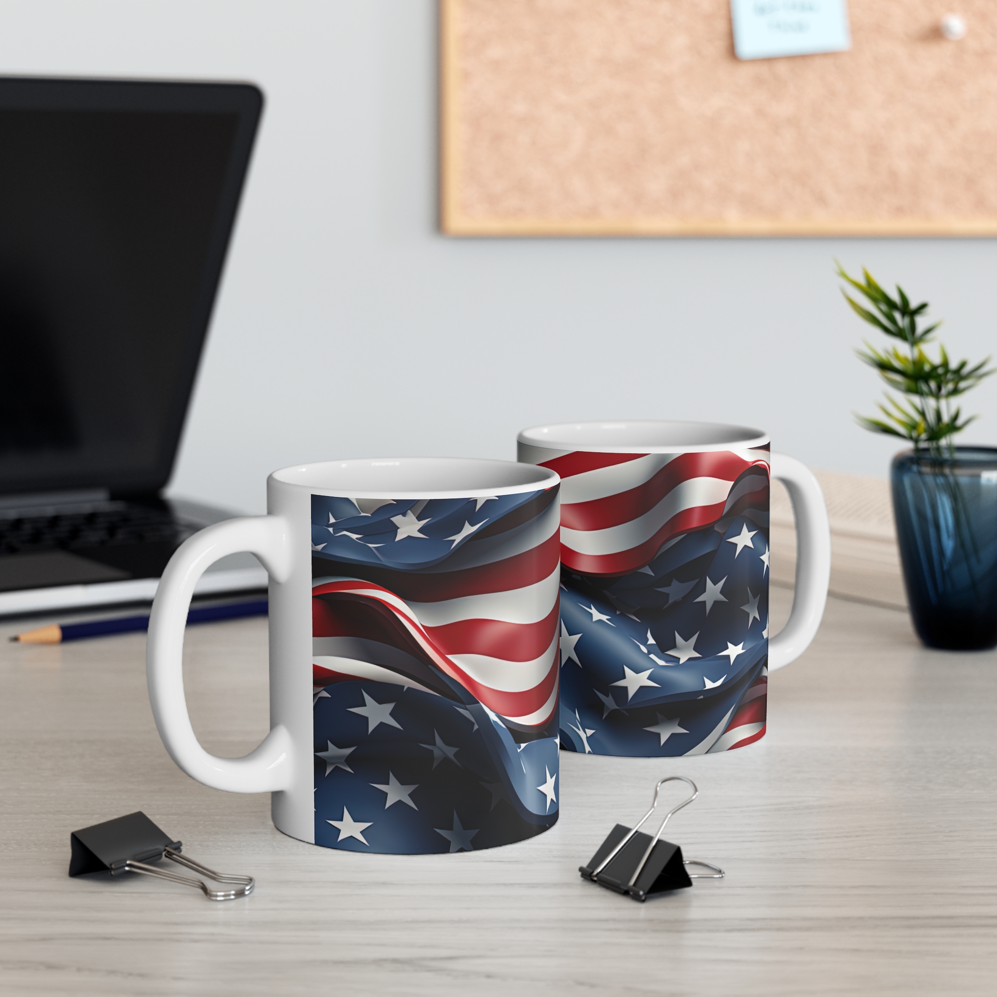 Patriotic American Flag 11oz Mug — Waving Stars & Stripes Coffee Cup - Image 5