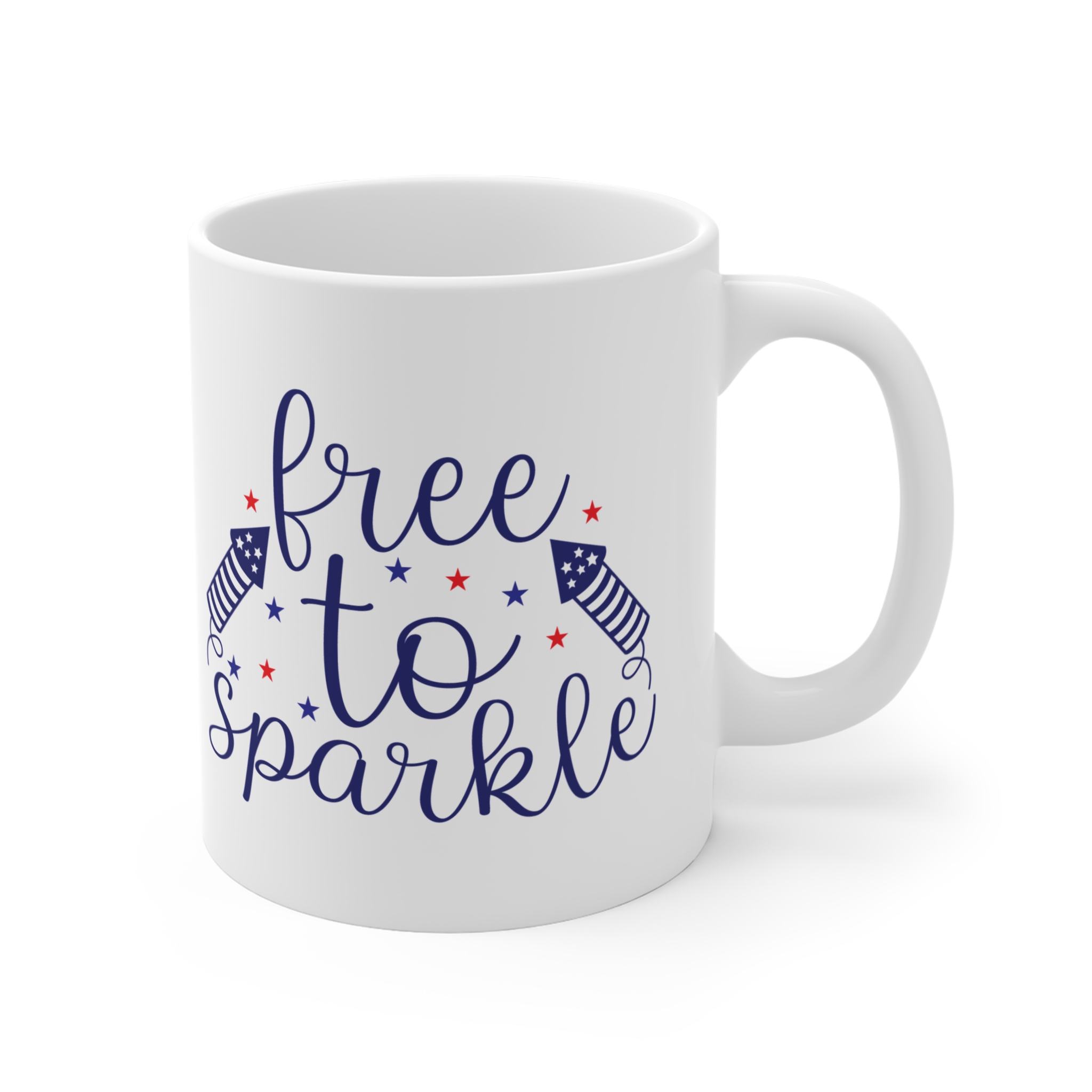 Free to Sparkle Mug — 11oz Patriotic Fireworks Coffee Cup - Image 4