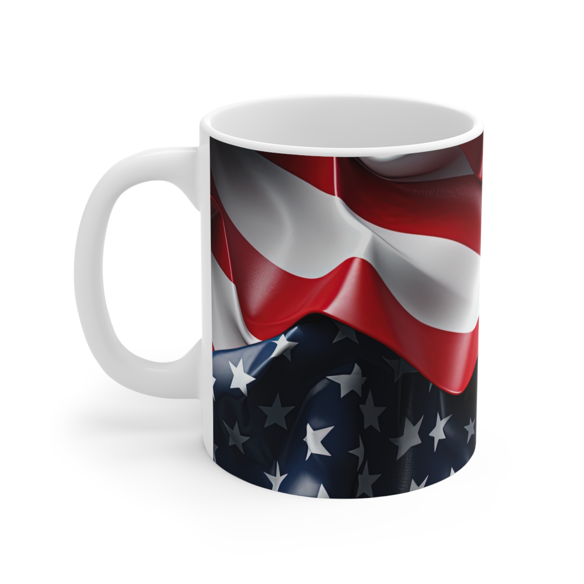American Flag Coffee Mug – Vintage Waving USA Stars & Stripes 11oz - Image 2