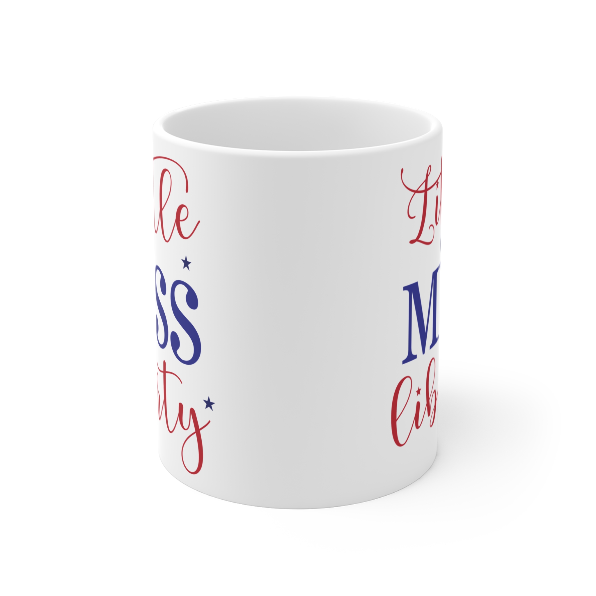 Little Miss Liberty 11oz Ceramic Mug — Patriotic Red & Blue Coffee Cup - Image 2