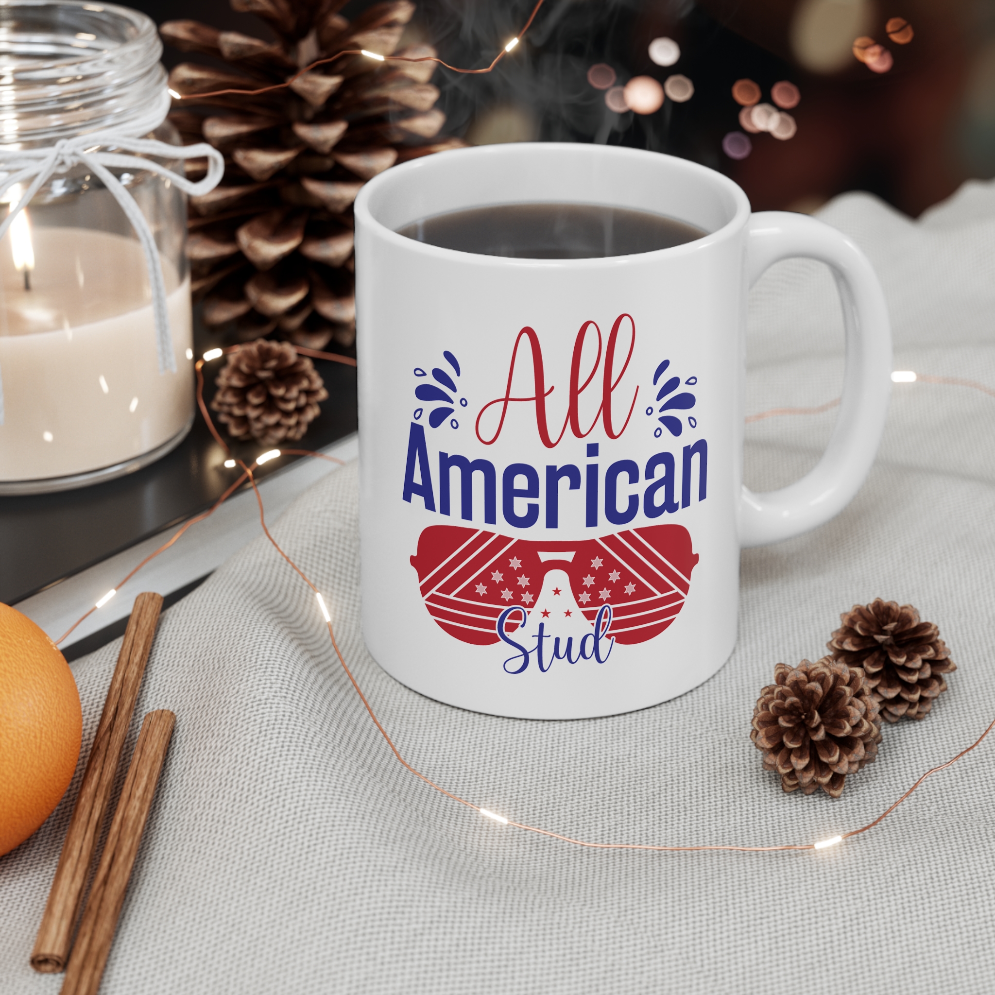 All American Stud Mug — Patriotic 11oz Coffee Cup