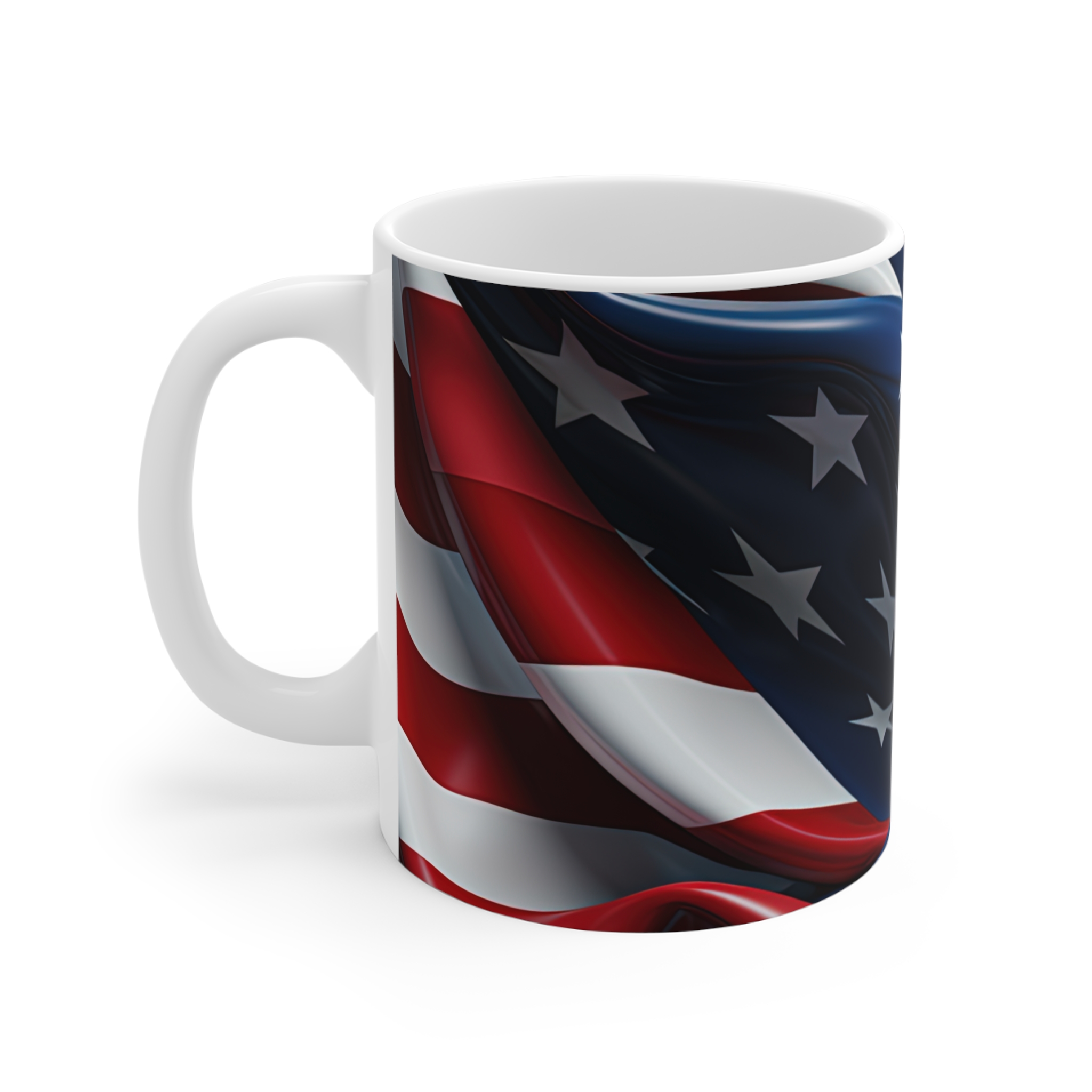 American Flag Coffee Mug — 11oz Patriotic Stars & Stripes Ceramic Mug - Image 2