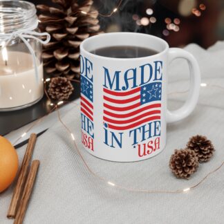 Made in the USA Flag Coffee Mug — Patriotic 11oz Ceramic