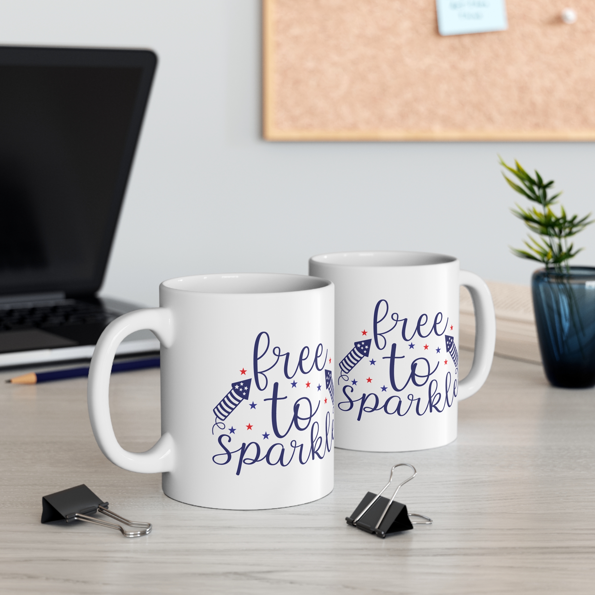 Free to Sparkle Mug — 11oz Patriotic Fireworks Coffee Cup - Image 5