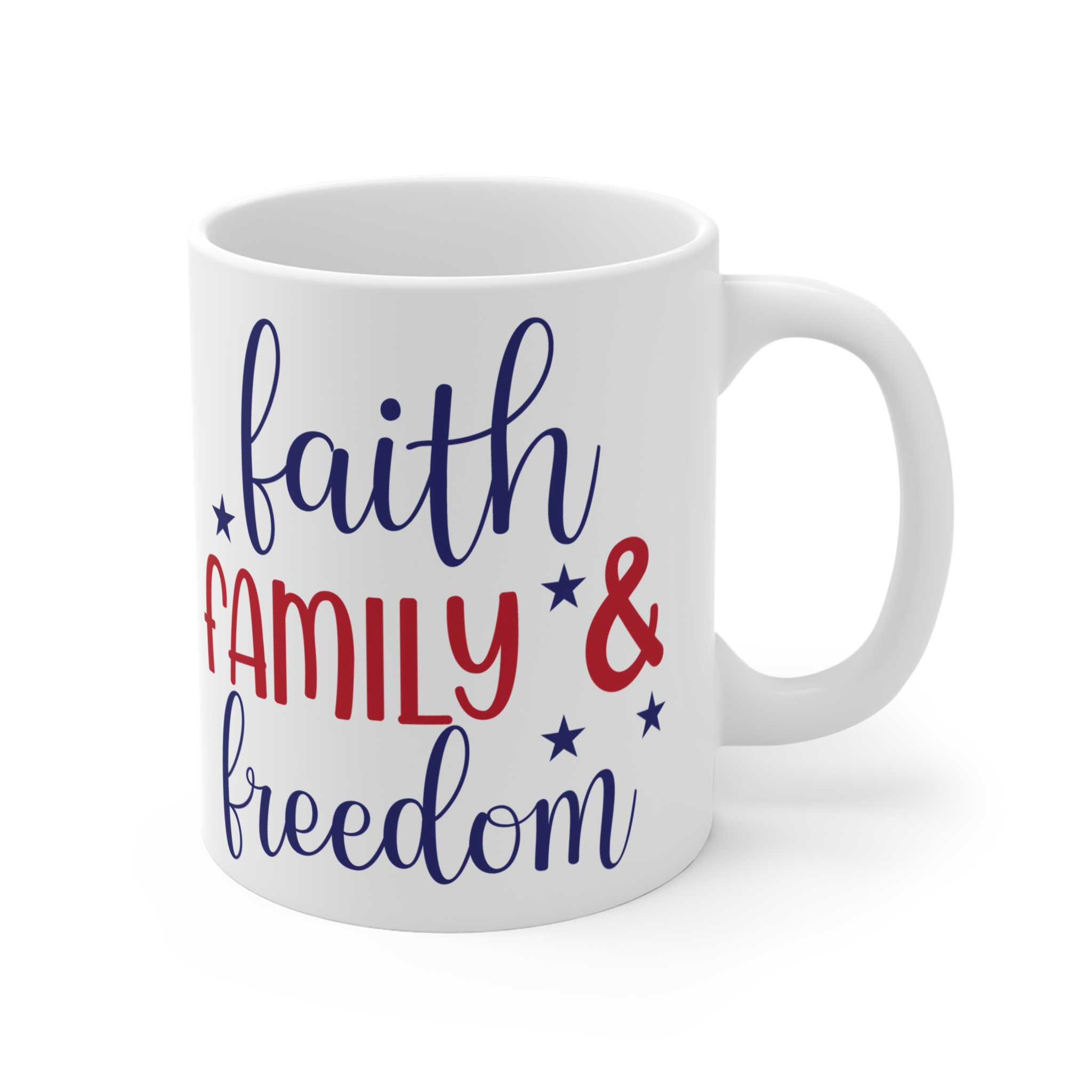 Faith Family & Freedom 11oz Ceramic Mug - Patriotic Inspirational Coffee Cup - Image 4