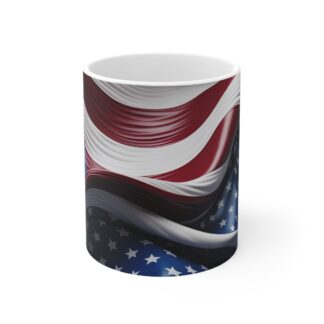 American Flag 11oz Coffee Mug — Waving Stars & Stripes Patriotic Gift