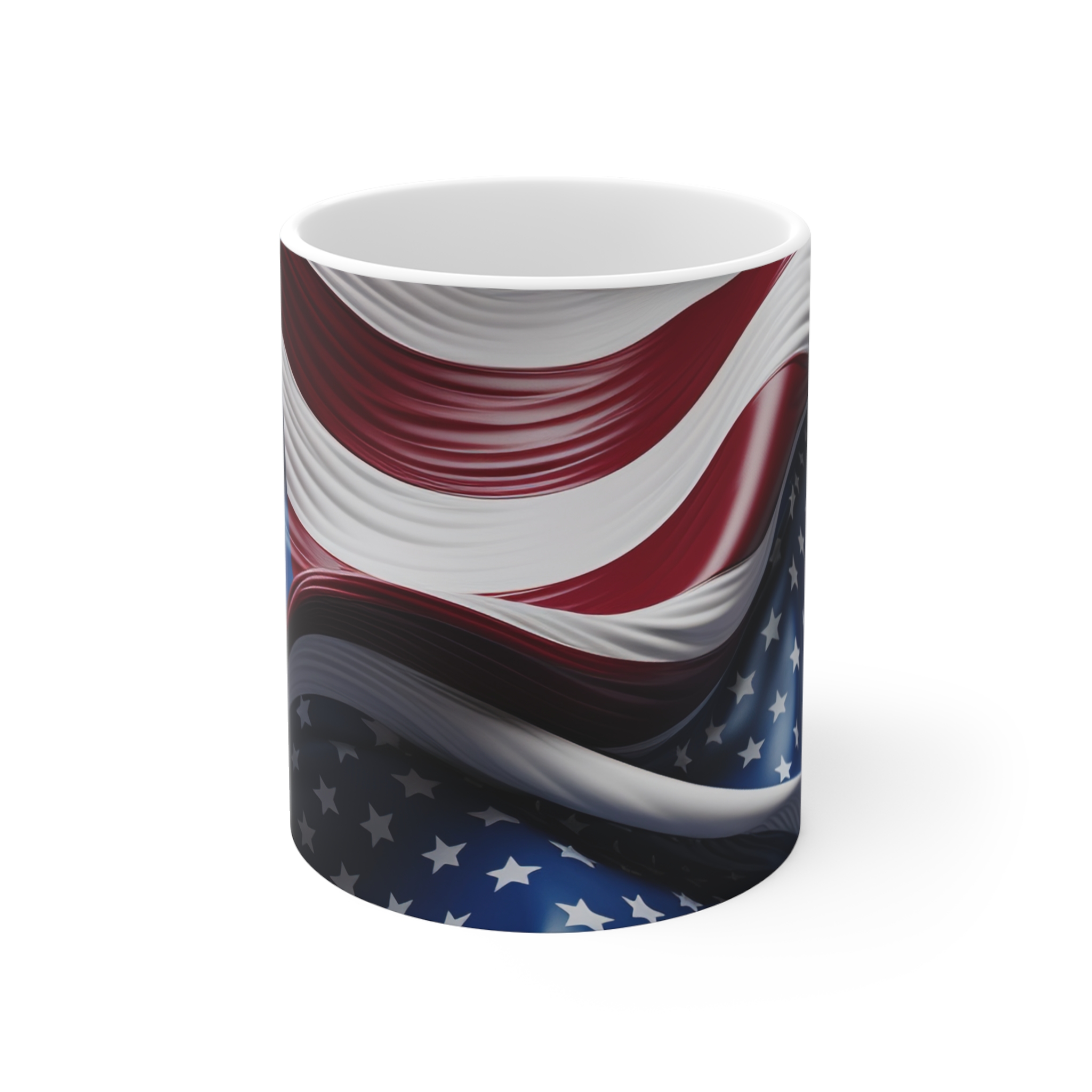 American Flag 11oz Coffee Mug — Waving Stars & Stripes Patriotic Gift