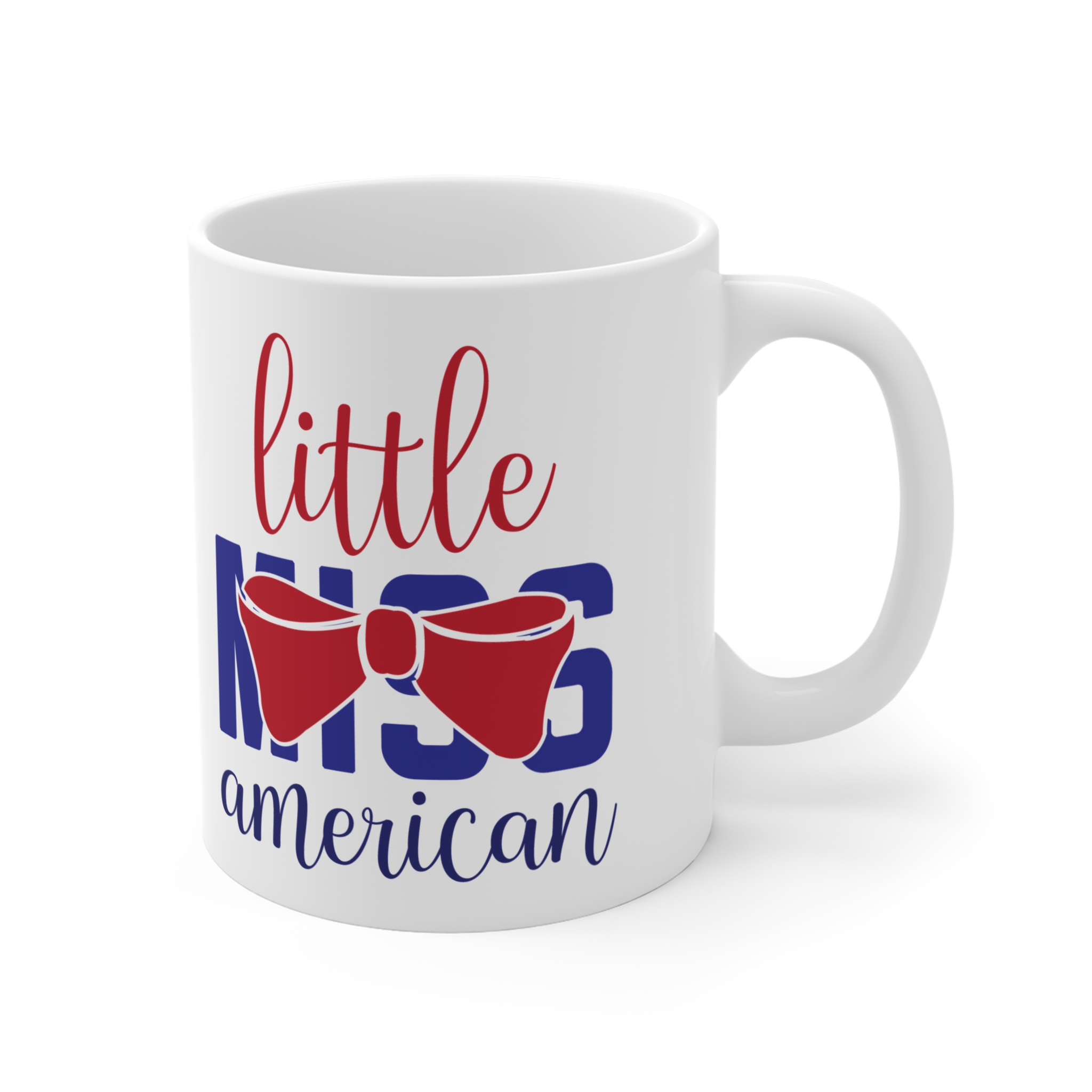 Little Miss American 11oz Coffee Mug - Patriotic Bow Tea Cup, 4th of July Gift - Image 4