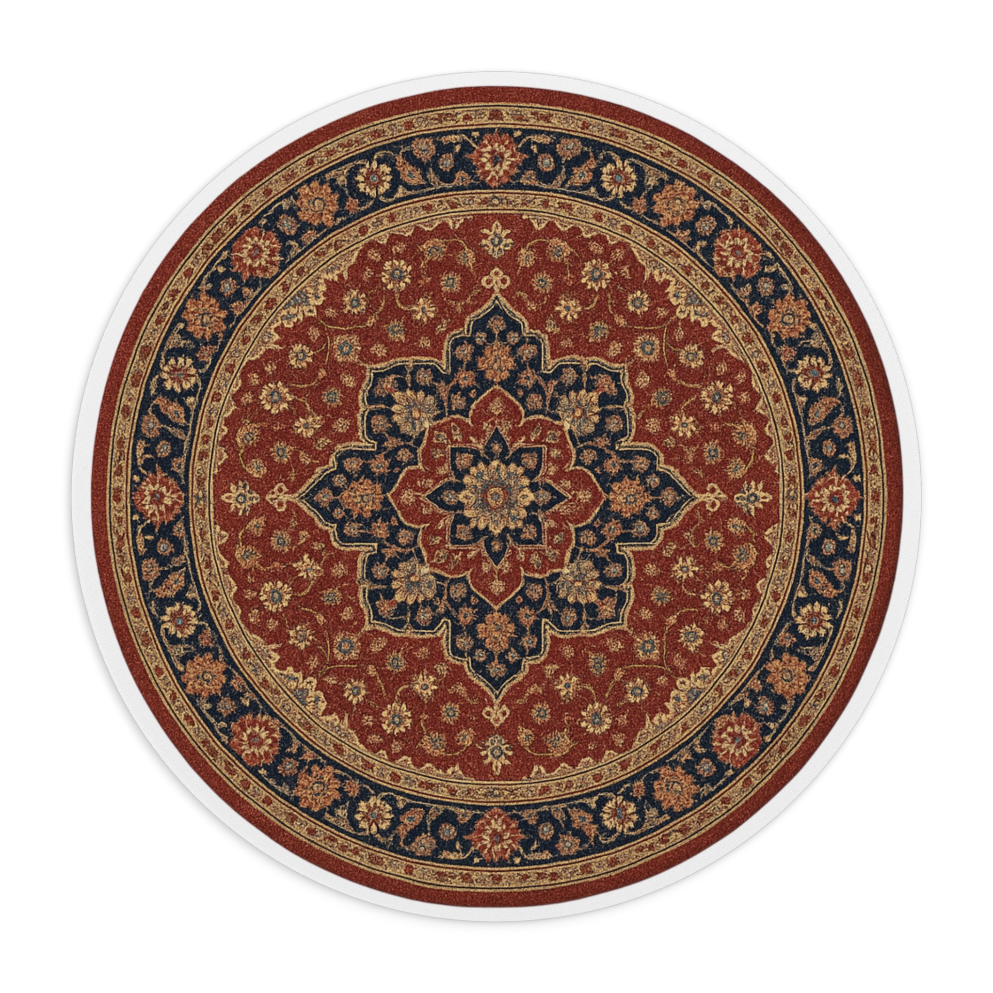 Round Persian-Style Mouse Pad — Vintage Oriental Rug Desk Mat