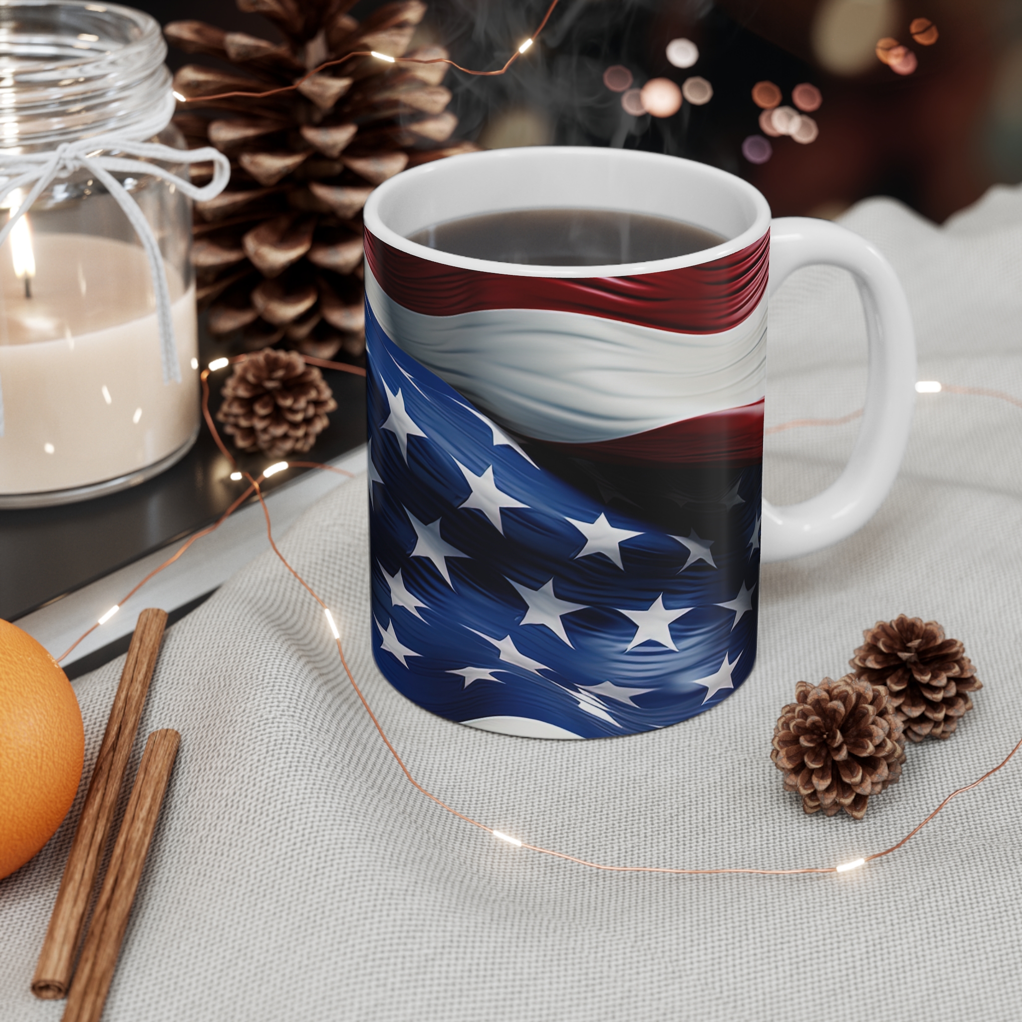 American Flag 11oz Ceramic Mug — Patriotic Stars & Stripes Coffee Cup - Image 4