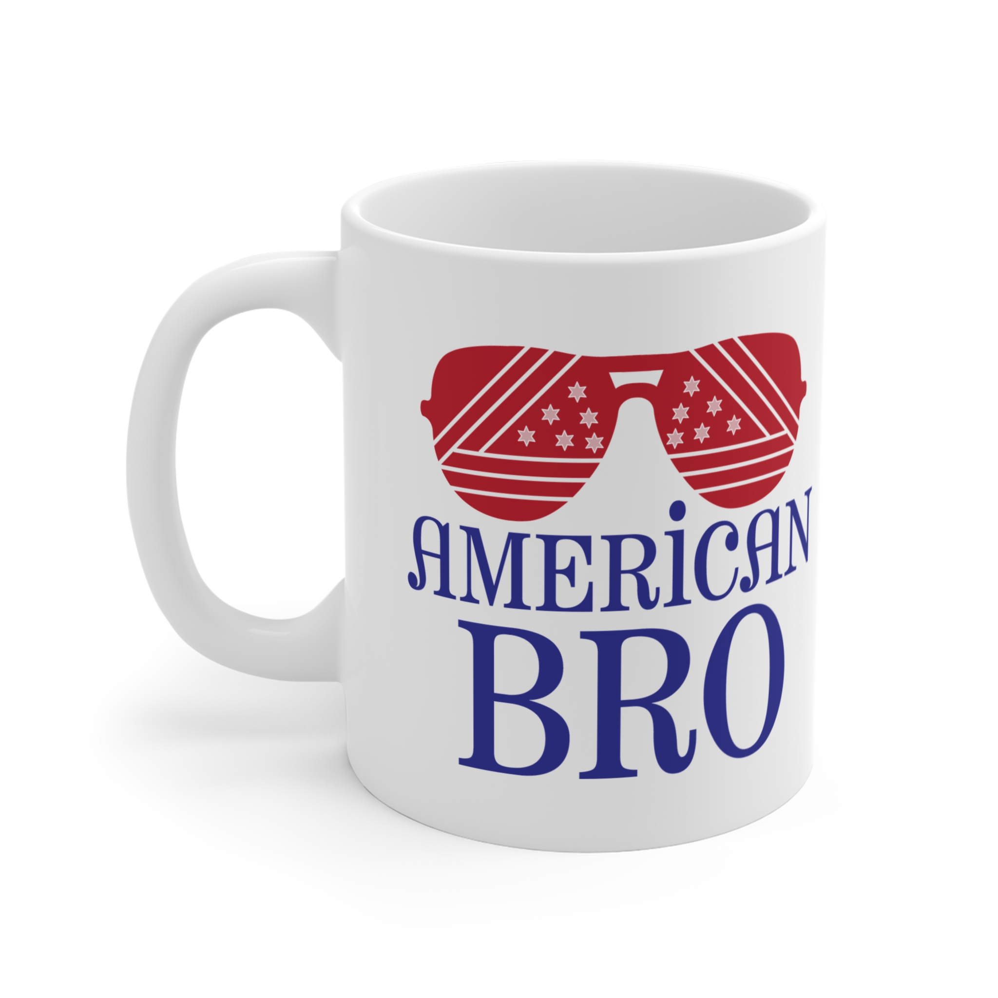 American Bro Mug — Patriotic 11oz Coffee Cup with Flag Sunglasses Design - Image 3
