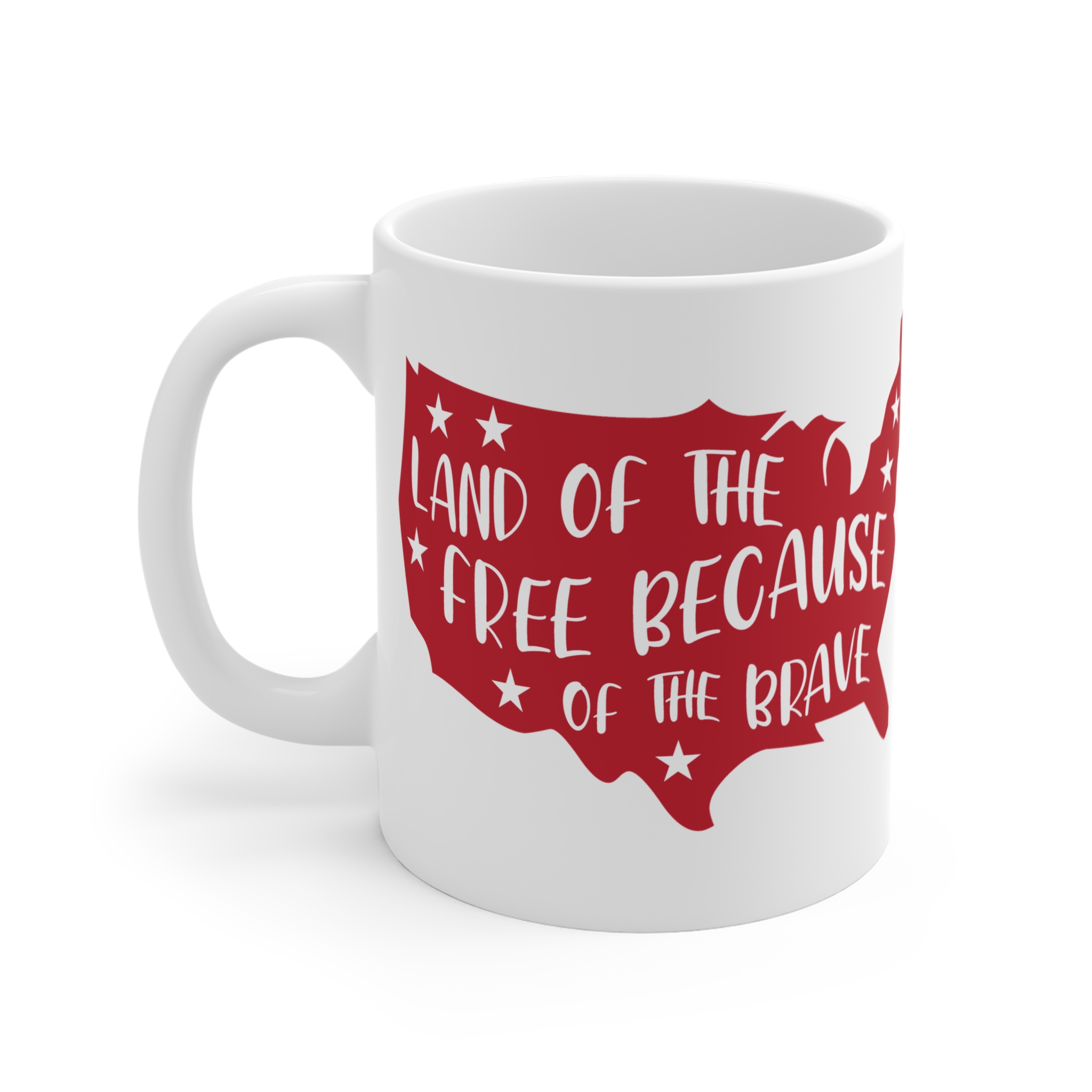 Patriotic 11oz Mug - "Land of the Free Because of the Brave" USA Map Coffee Cup - Image 3