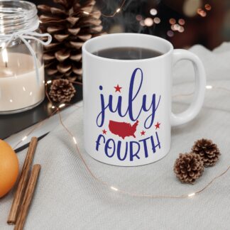 July Fourth USA Mug – 11oz Patriotic Independence Day Coffee Cup