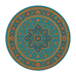 Boho Turquoise Mandala Mouse Pad — Round Floral Desk Mat
