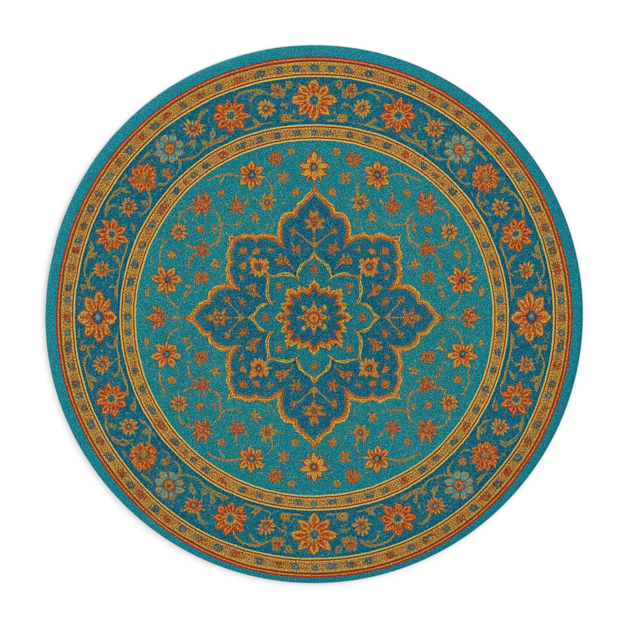 Boho Turquoise Mandala Mouse Pad — Round Floral Desk Mat