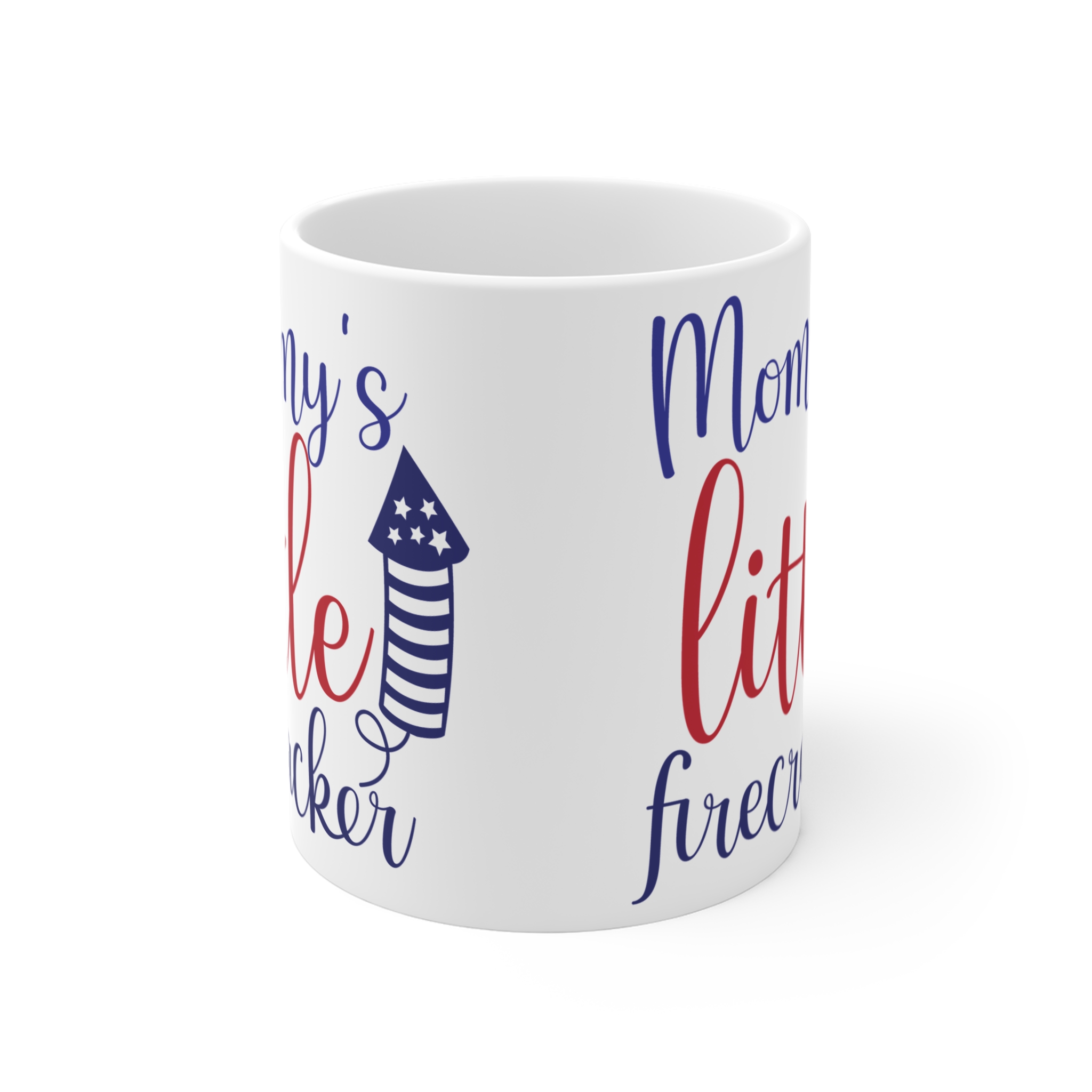 Mommy's Little Firecracker 11oz Coffee Mug – Patriotic 4th of July Gift for Kids & Moms - Image 2