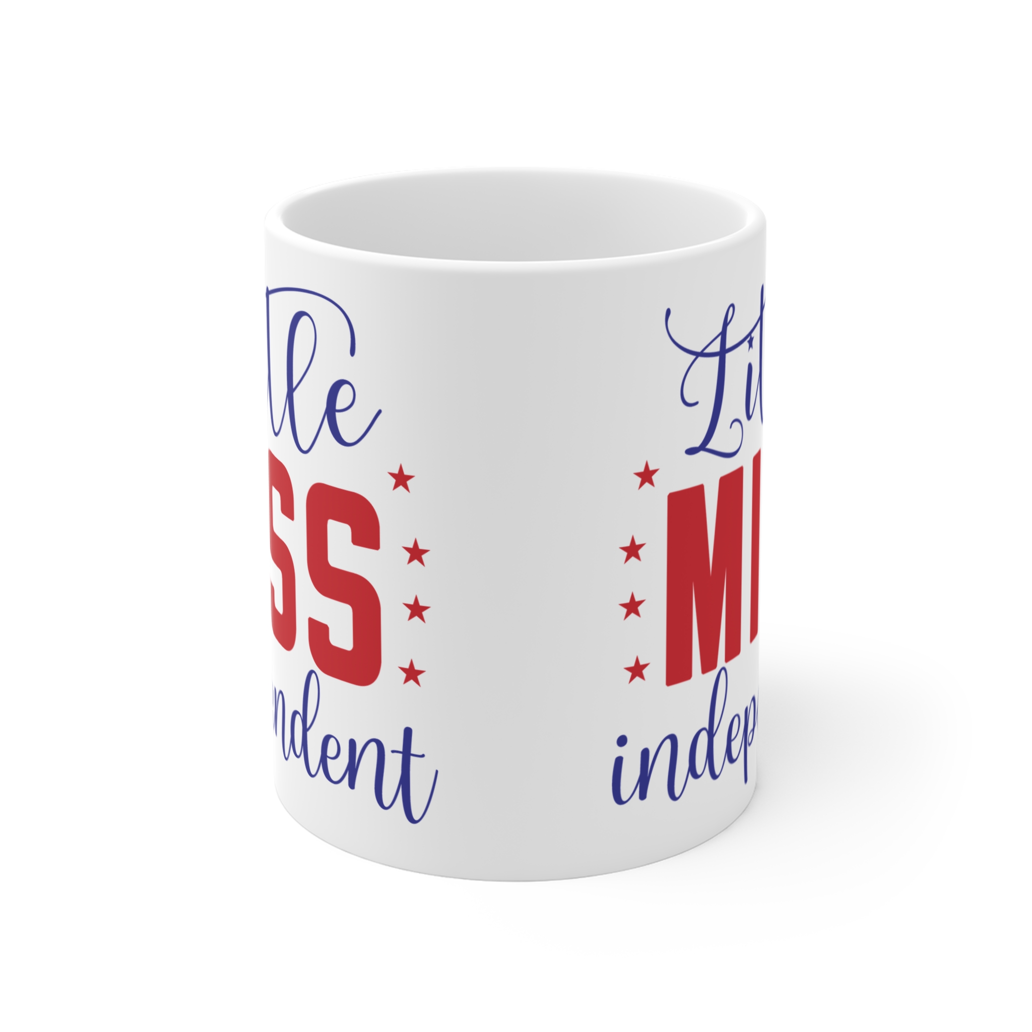 Little Miss Independent 11oz Coffee Mug — Patriotic Red & Blue Gift - Image 2