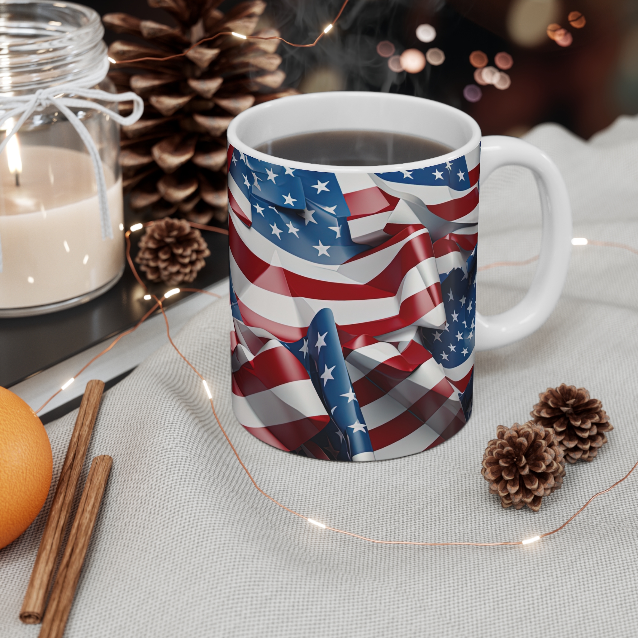 American Flag 11oz Coffee Mug – Patriotic Stars & Stripes Drinkware for Fourth of July - Image 4