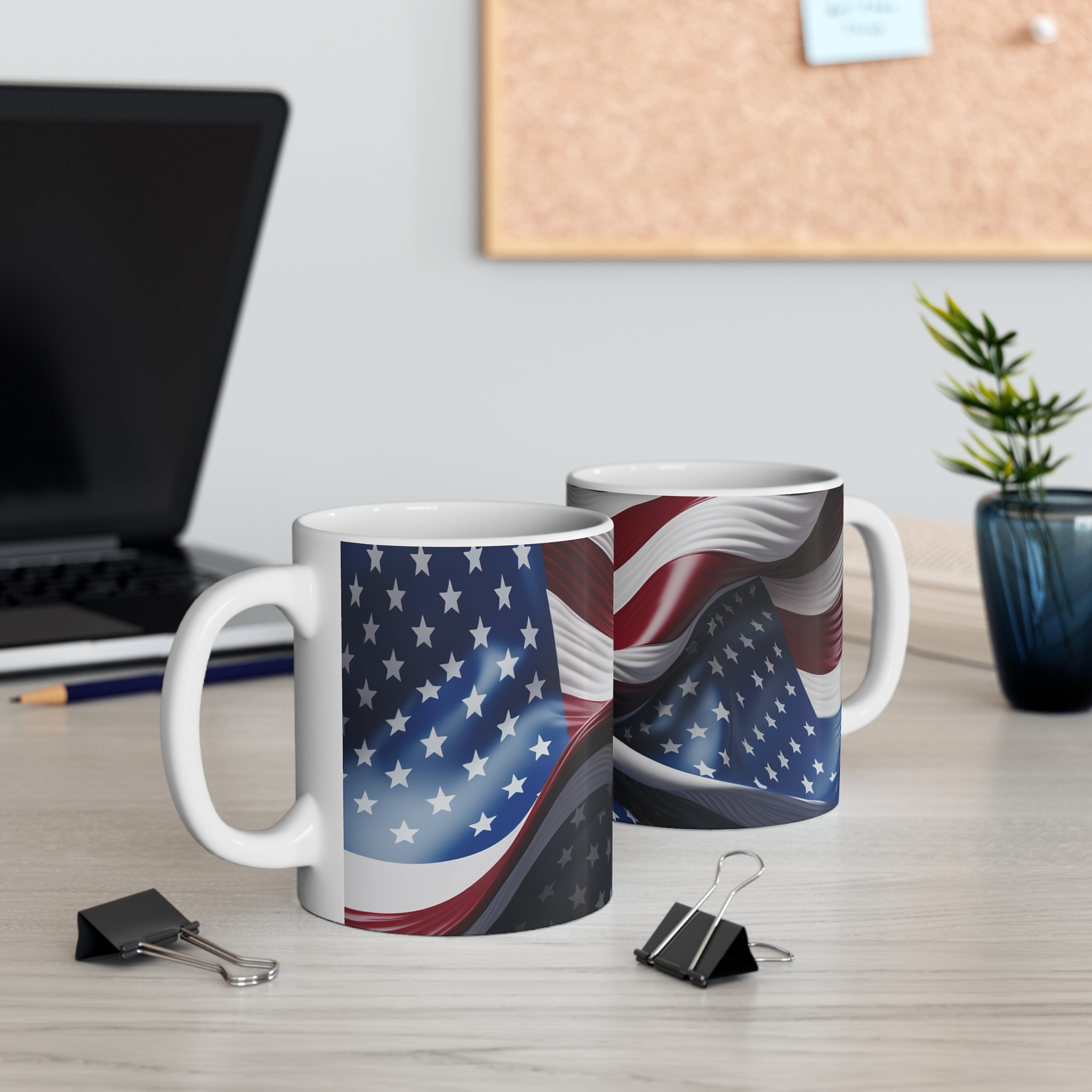 American Flag 11oz Coffee Mug — Waving Stars & Stripes Patriotic Gift - Image 5