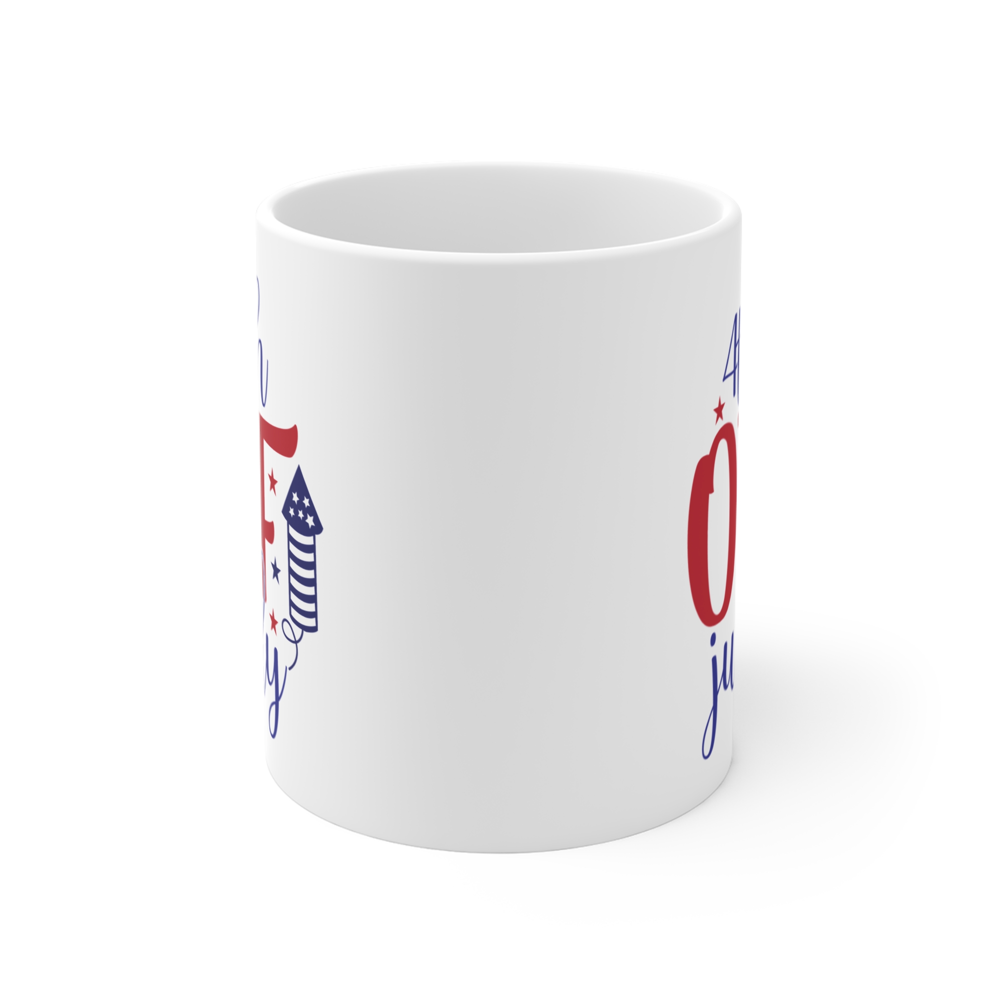 4th of July Mug – Patriotic 11oz Ceramic Coffee Cup with Firework Design - Image 2