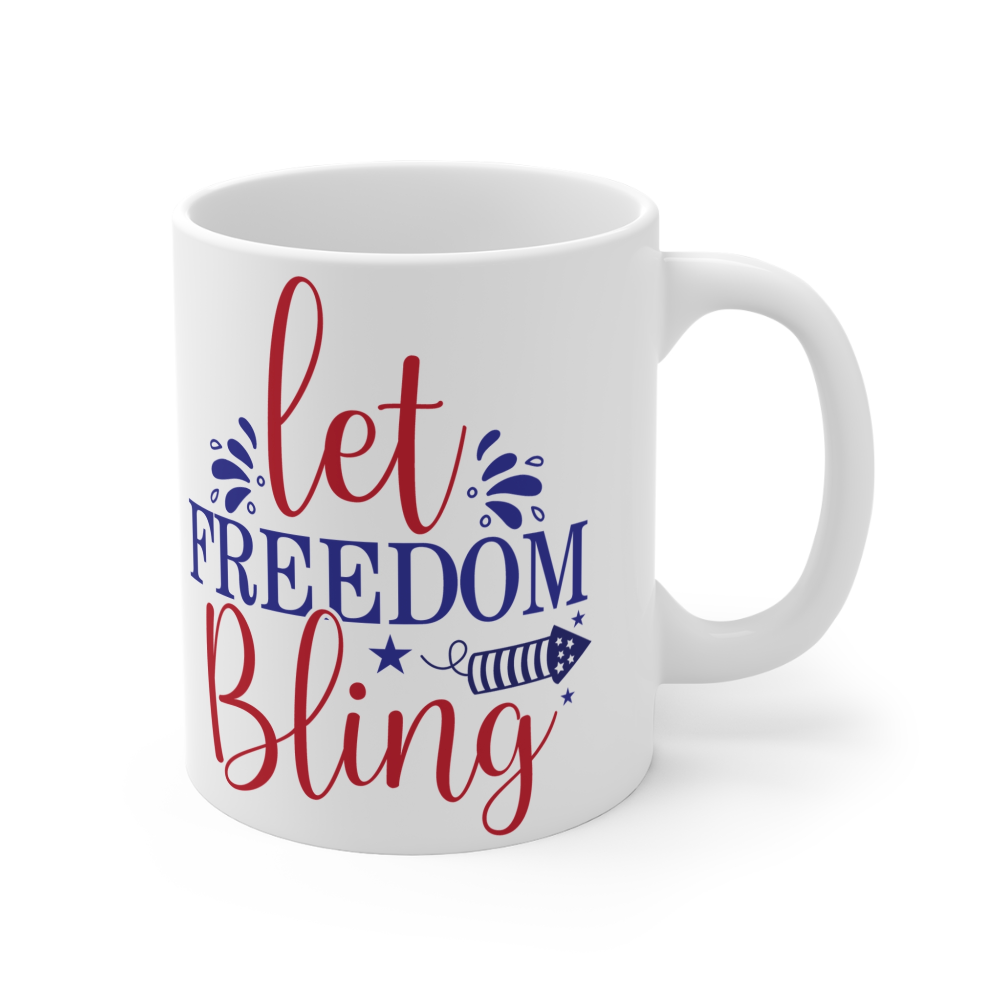 Let Freedom Bling Mug — Patriotic 11oz Coffee Cup (Red, White & Blue) - Image 4