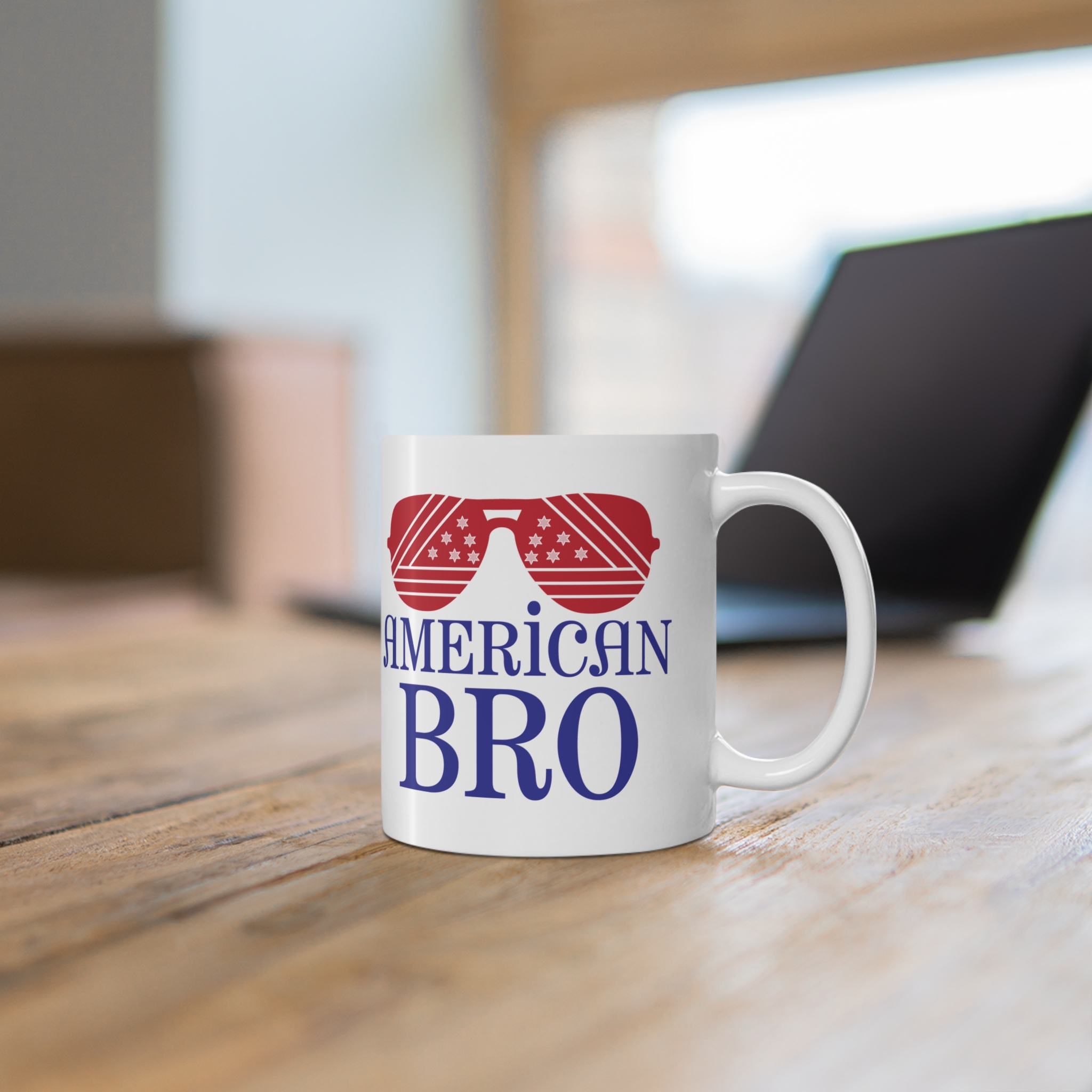 American Bro Mug — Patriotic 11oz Coffee Cup with Flag Sunglasses Design - Image 6