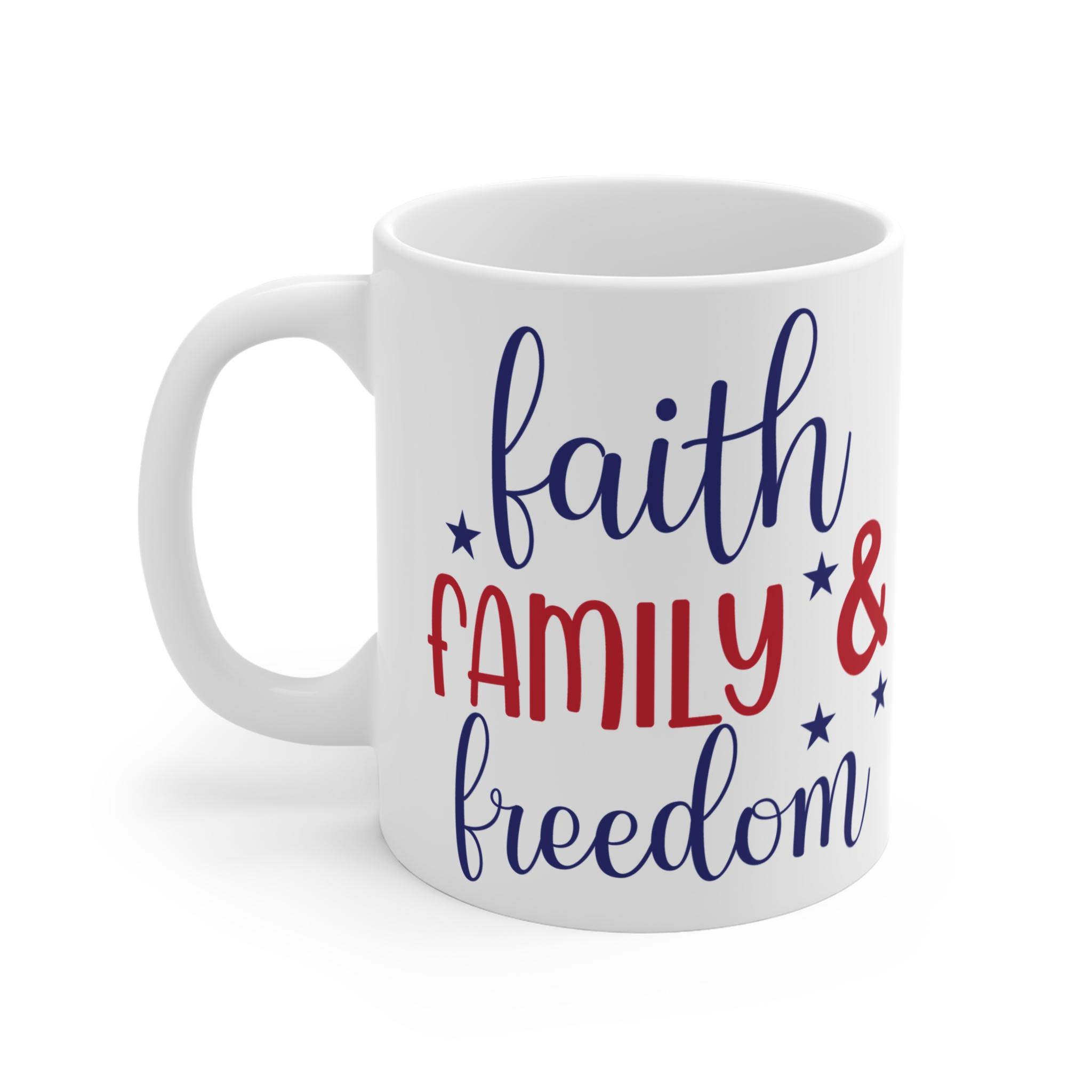 Faith Family & Freedom 11oz Ceramic Mug - Patriotic Inspirational Coffee Cup - Image 3