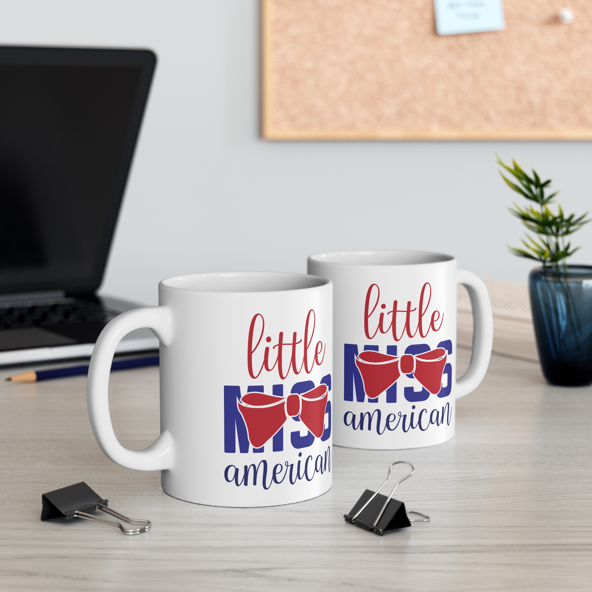Little Miss American 11oz Coffee Mug - Patriotic Bow Tea Cup, 4th of July Gift - Image 5