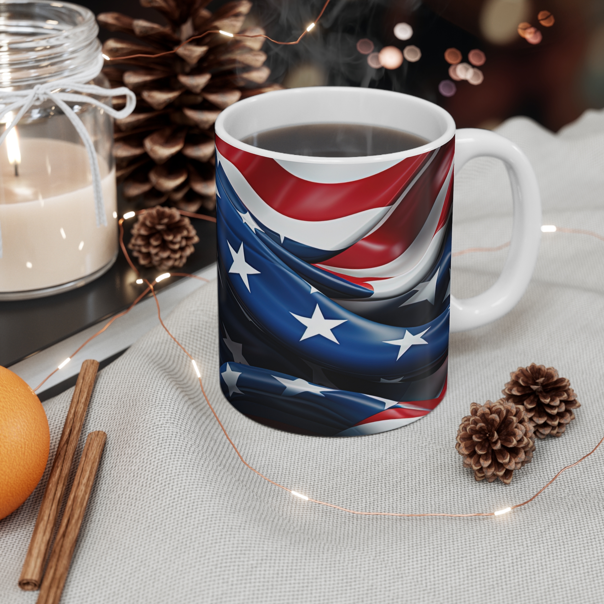 American Flag Coffee Mug — 11oz Patriotic Stars & Stripes Ceramic Mug - Image 4