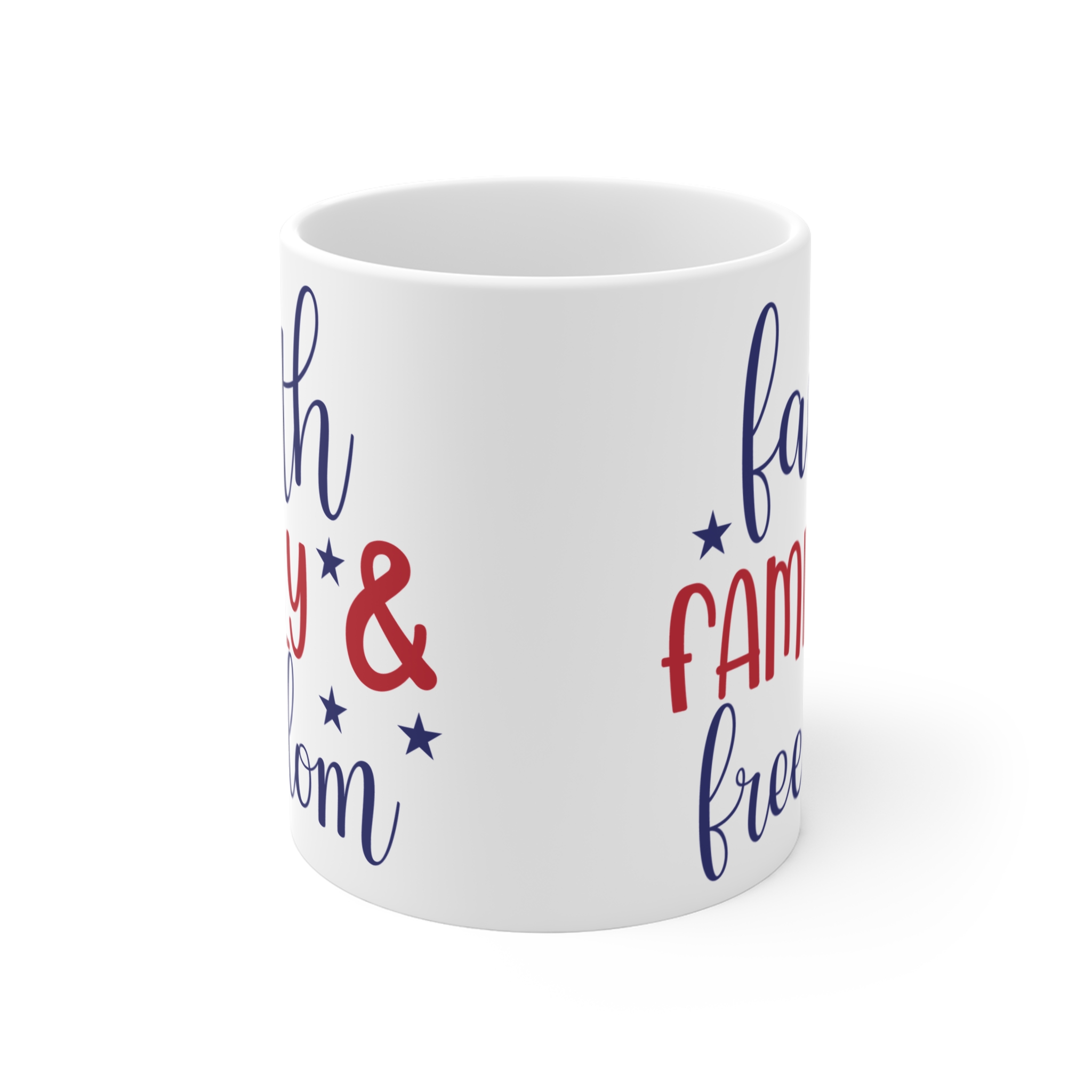 Faith Family & Freedom 11oz Ceramic Mug - Patriotic Inspirational Coffee Cup - Image 2