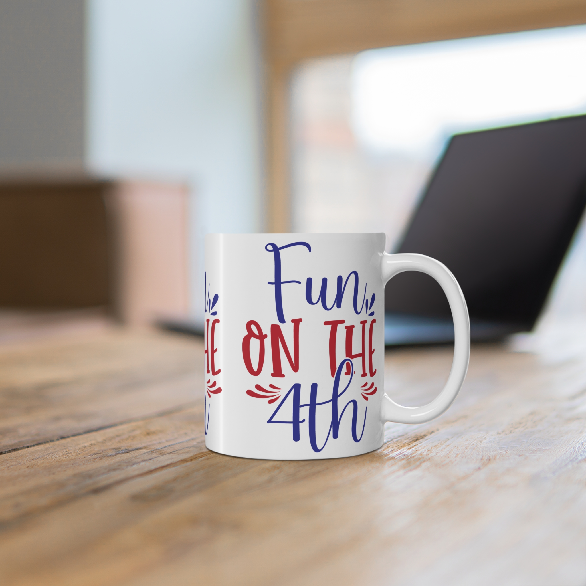 4th of July Coffee Mug - "Fun on the 4th" Patriotic Red & Blue Ceramic Mug - Image 6