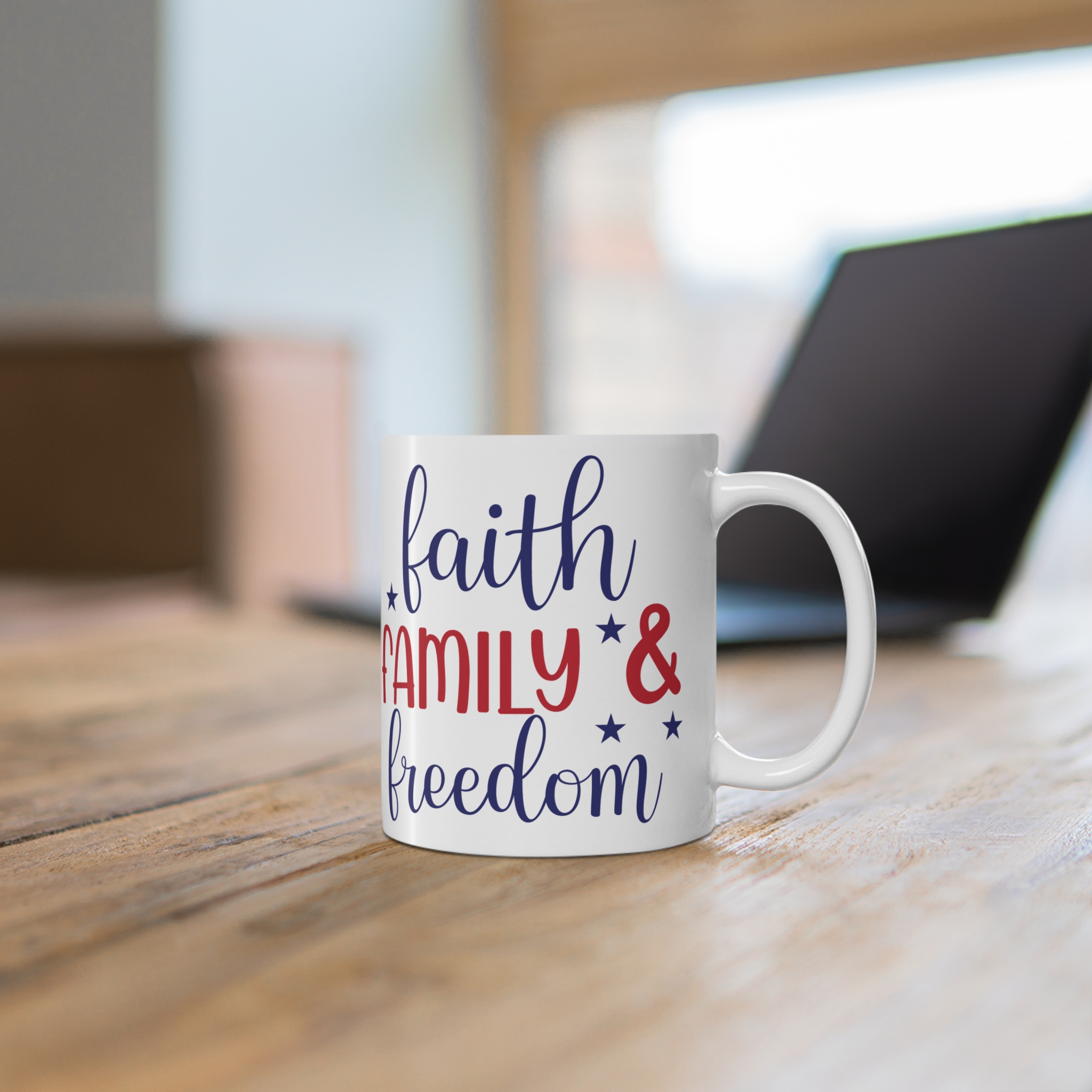 Faith Family & Freedom 11oz Ceramic Mug - Patriotic Inspirational Coffee Cup - Image 6