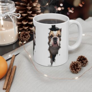 Bulldog Peeking Mug — Cute Dog Coffee Cup (11oz)