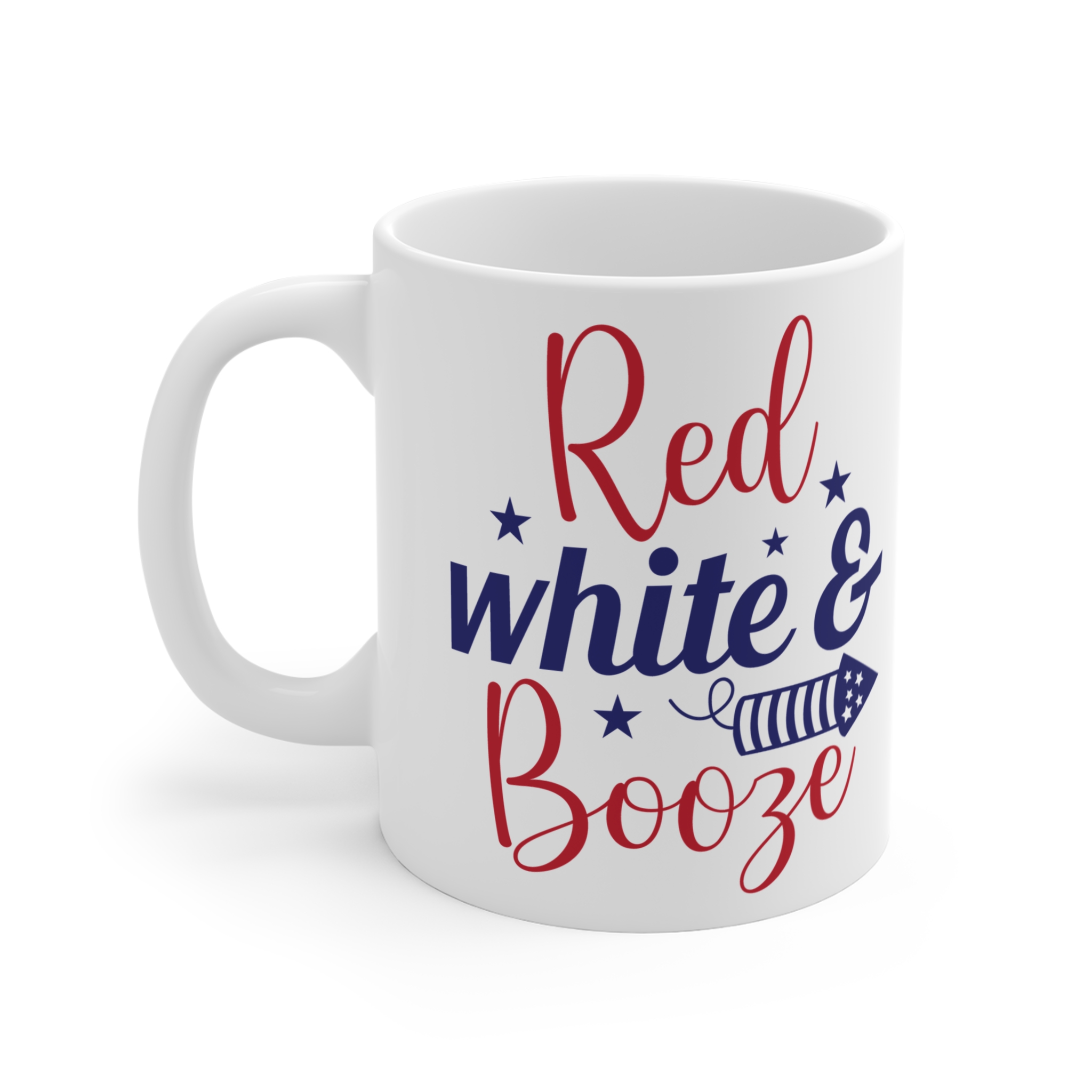 Red White & Booze 11oz Patriotic Coffee Mug – Fourth of July Party Gift - Image 3