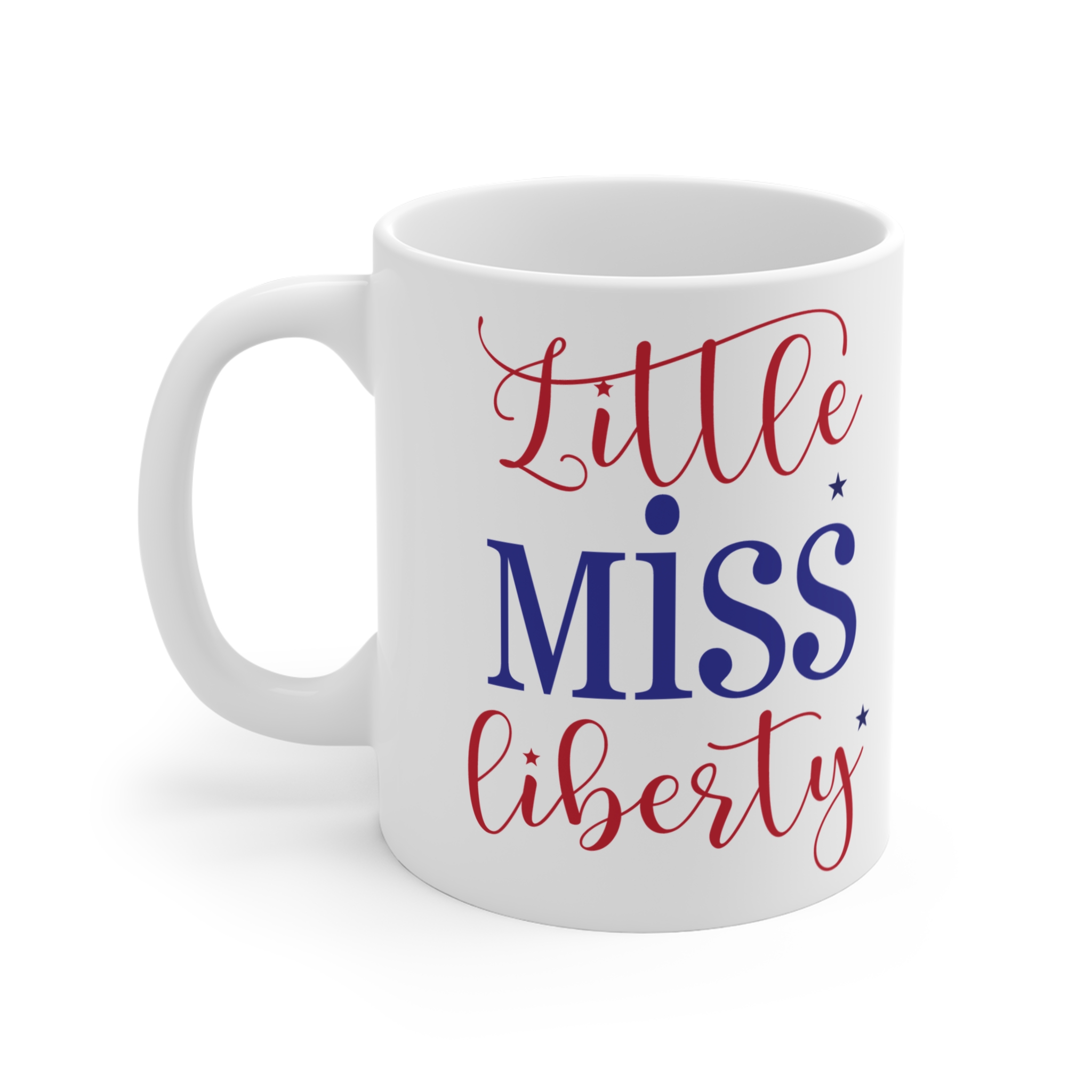 Little Miss Liberty 11oz Ceramic Mug — Patriotic Red & Blue Coffee Cup - Image 3