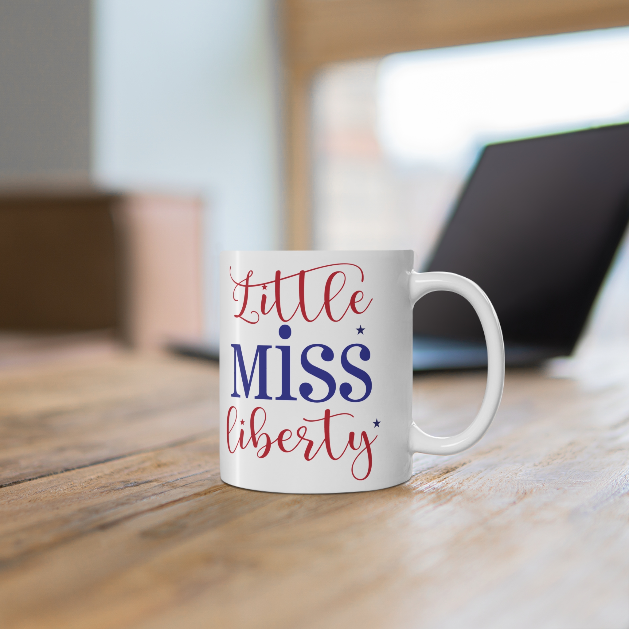 Little Miss Liberty 11oz Ceramic Mug — Patriotic Red & Blue Coffee Cup - Image 6
