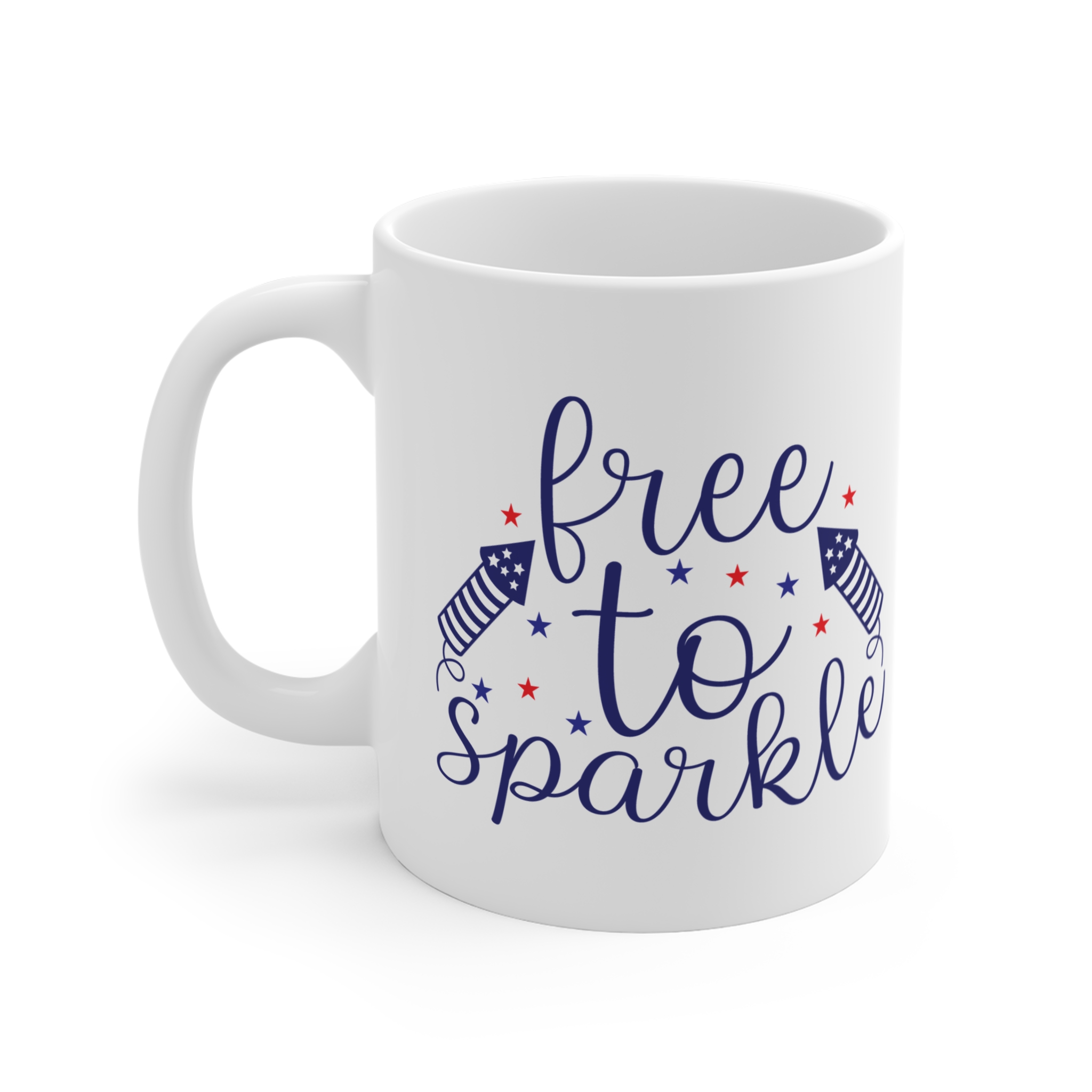 Free to Sparkle Mug — 11oz Patriotic Fireworks Coffee Cup - Image 3