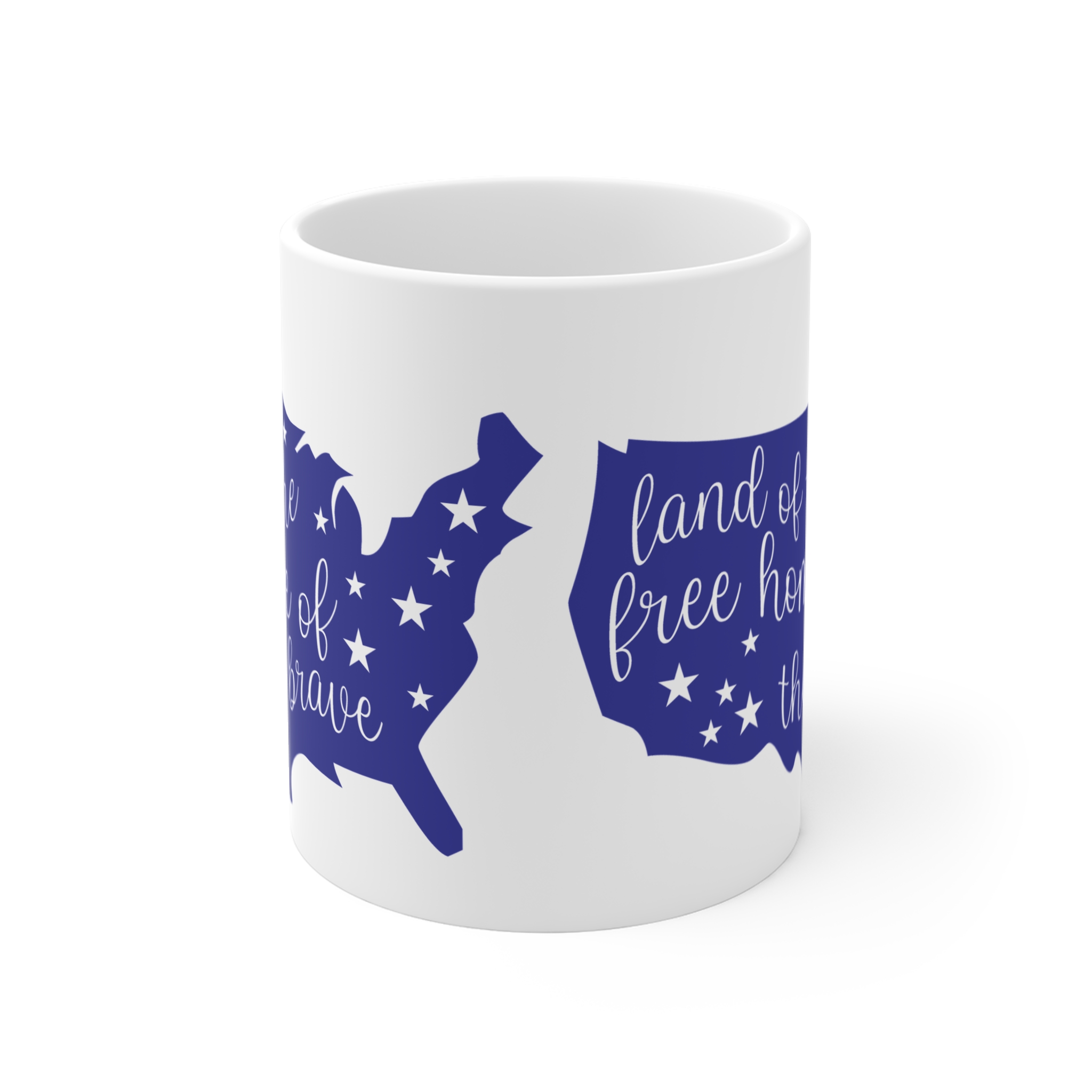 Patriotic USA Map Mug – “Land of the Free, Home of the Brave” 11oz - Image 2
