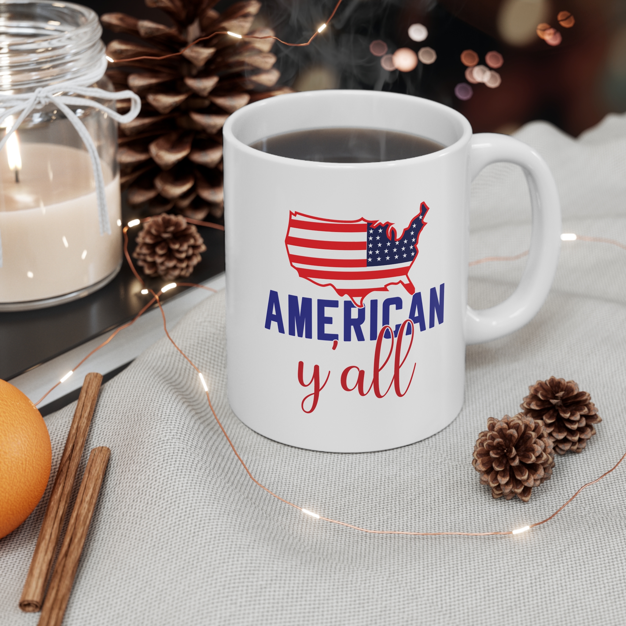 American Y'all 11oz Mug — Patriotic USA Flag Coffee Cup