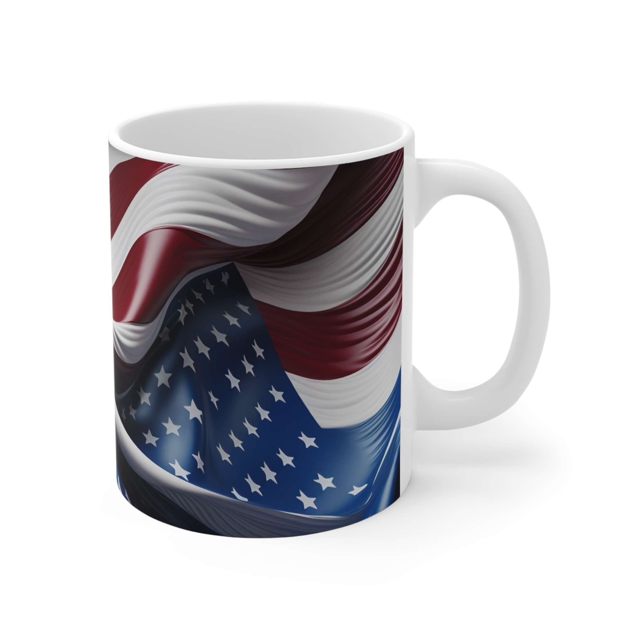 American Flag 11oz Coffee Mug — Waving Stars & Stripes Patriotic Gift - Image 3