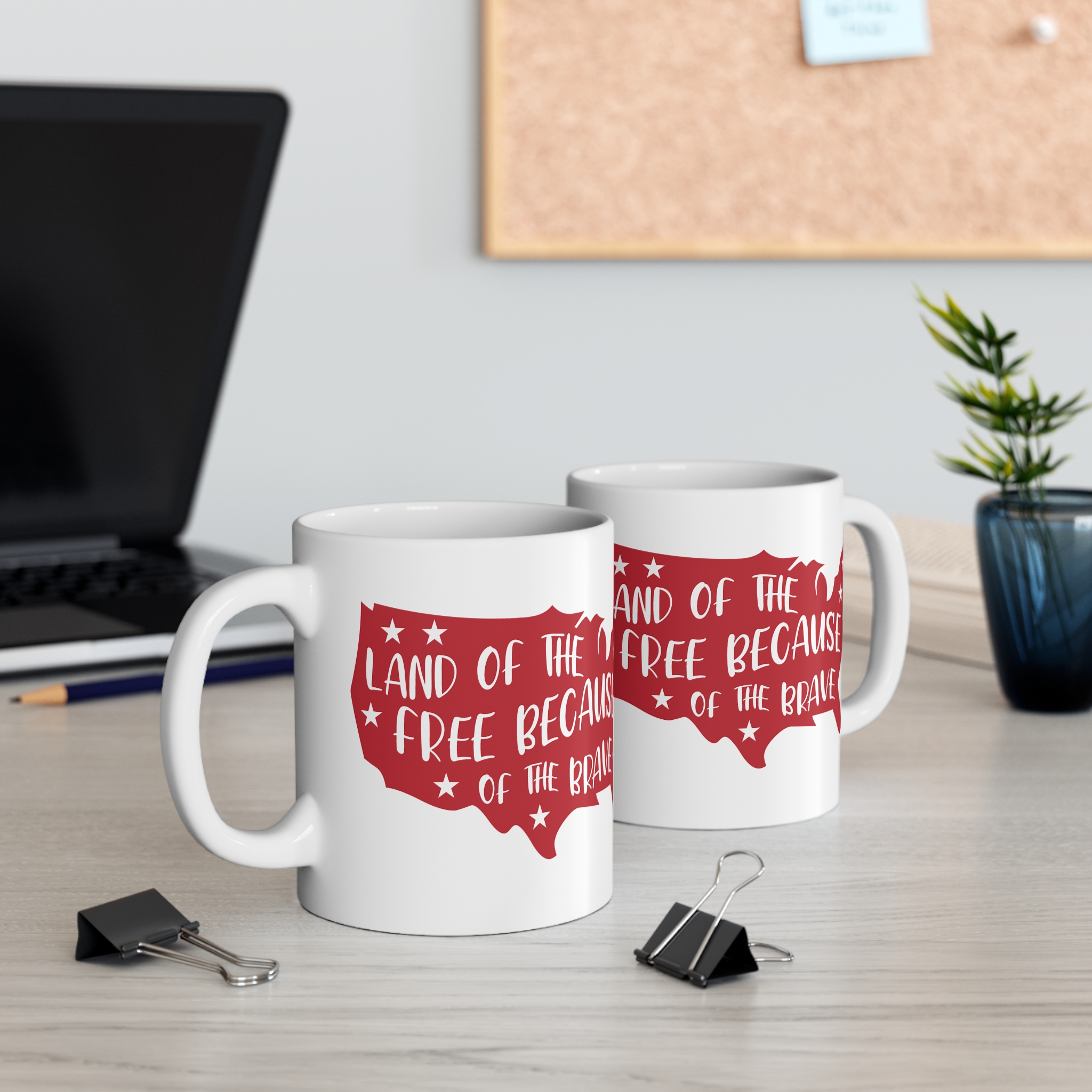 Patriotic 11oz Mug - "Land of the Free Because of the Brave" USA Map Coffee Cup - Image 5