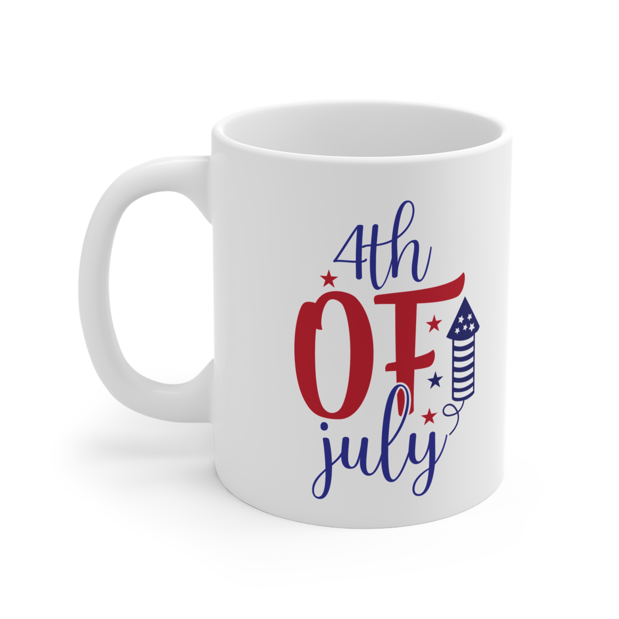 4th of July Mug – Patriotic 11oz Ceramic Coffee Cup with Firework Design - Image 3