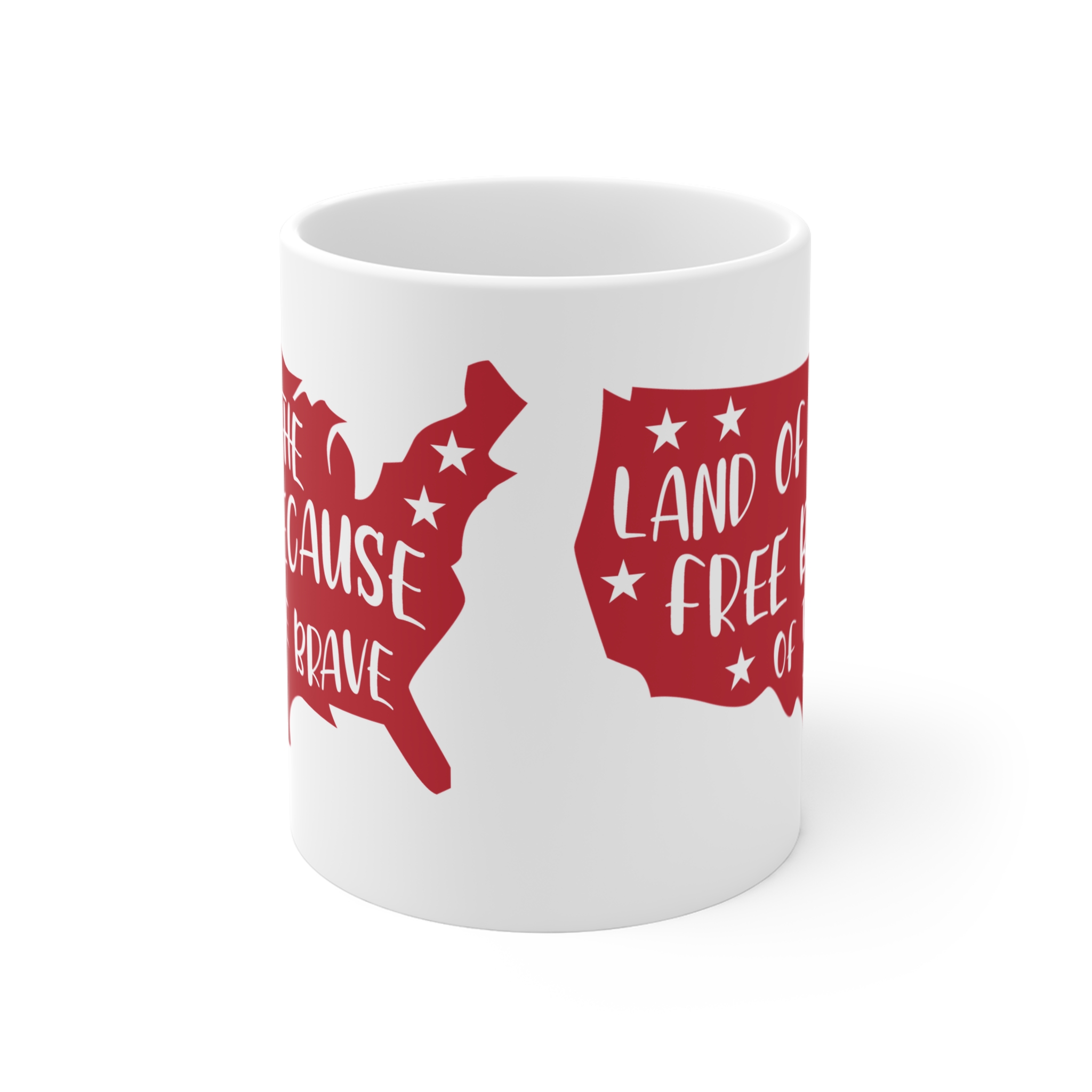 Patriotic 11oz Mug - "Land of the Free Because of the Brave" USA Map Coffee Cup - Image 2
