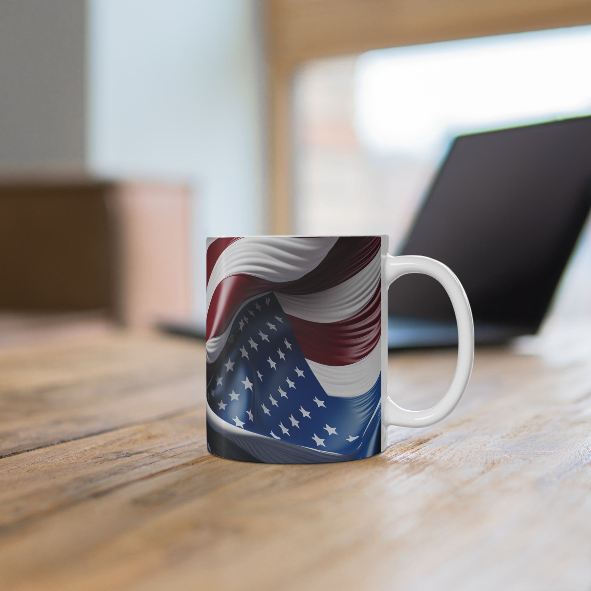 American Flag 11oz Coffee Mug — Waving Stars & Stripes Patriotic Gift - Image 6